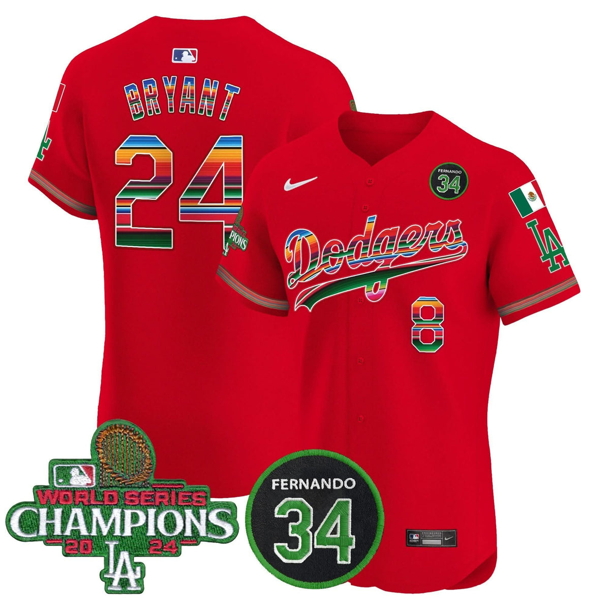 LAD Mexico 2024 World Series Champions Vapor Premier Elite Jersey V2 - Stitched