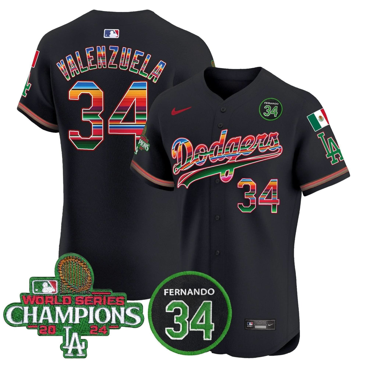 LAD Mexico 2024 World Series Champions Vapor Premier Elite Jersey V2 - Stitched