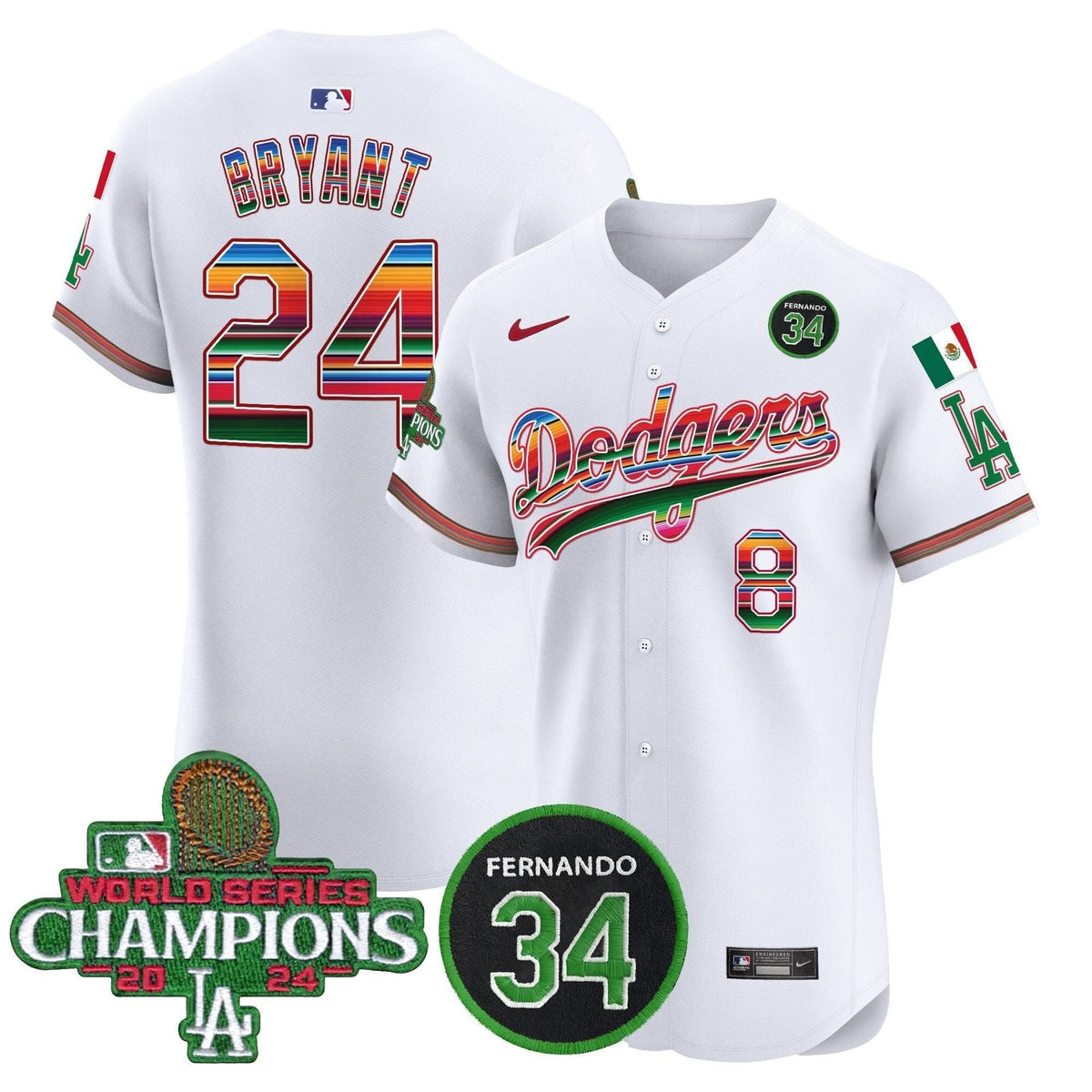 LAD Mexico 2024 World Series Champions Vapor Premier Elite Jersey V2 - Stitched