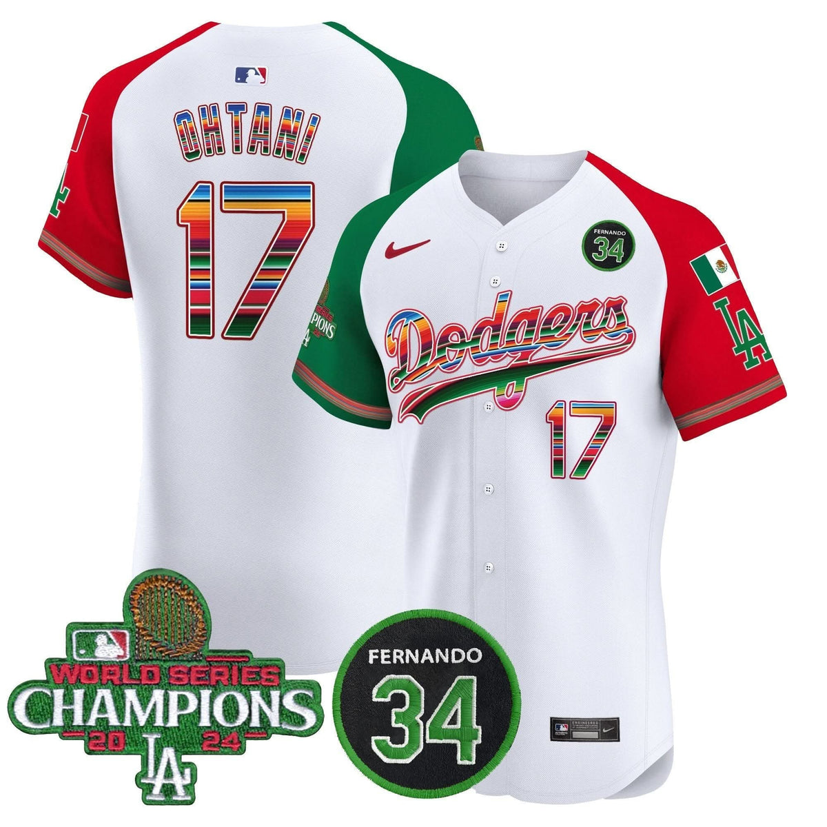 LAD Mexico 2024 World Series Champions Vapor Premier Elite Jersey V2 - Stitched