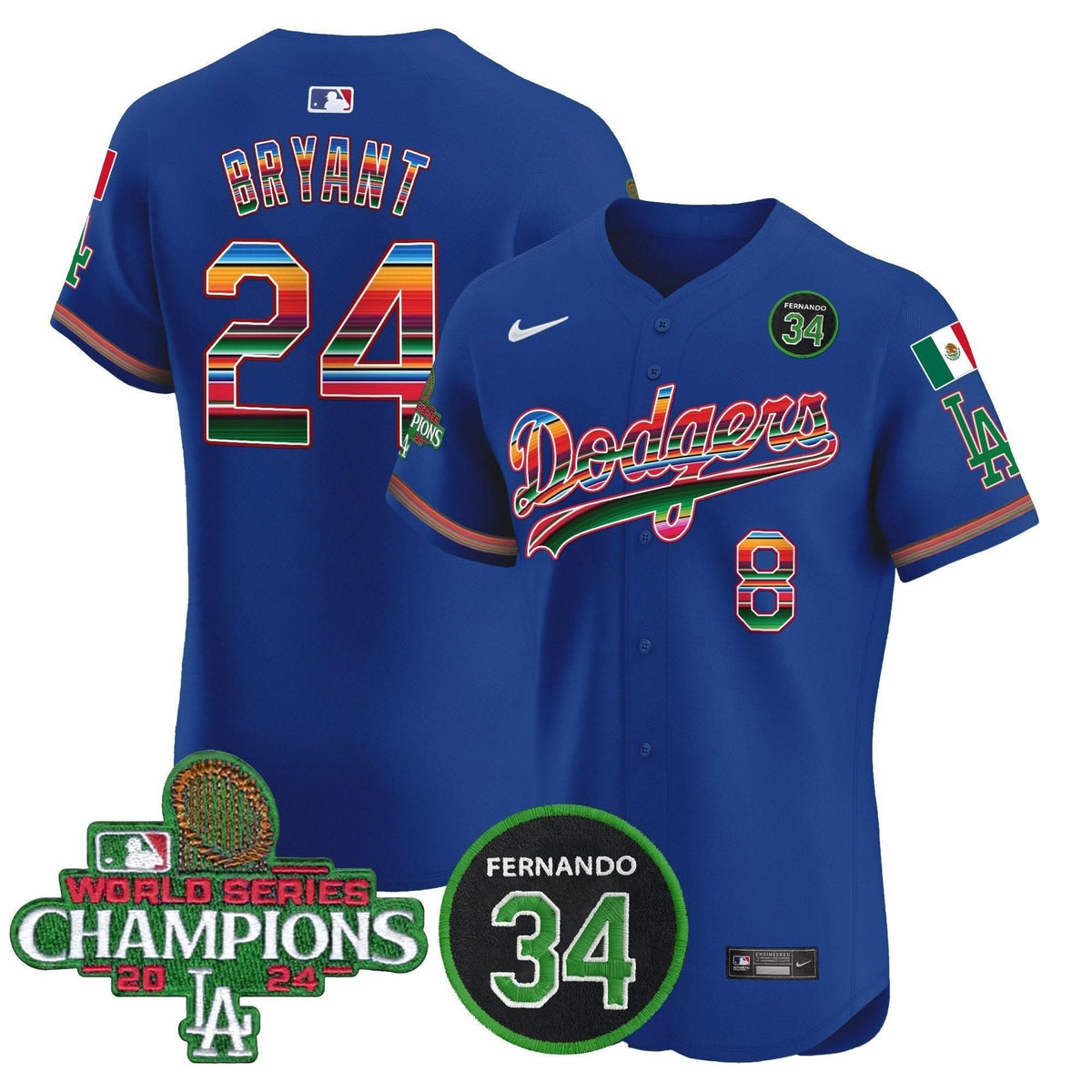 LAD Mexico 2024 World Series Champions Vapor Premier Elite Jersey V2 - Stitched