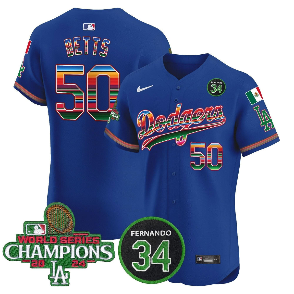 LAD Mexico 2024 World Series Champions Vapor Premier Elite Jersey V2 - Stitched