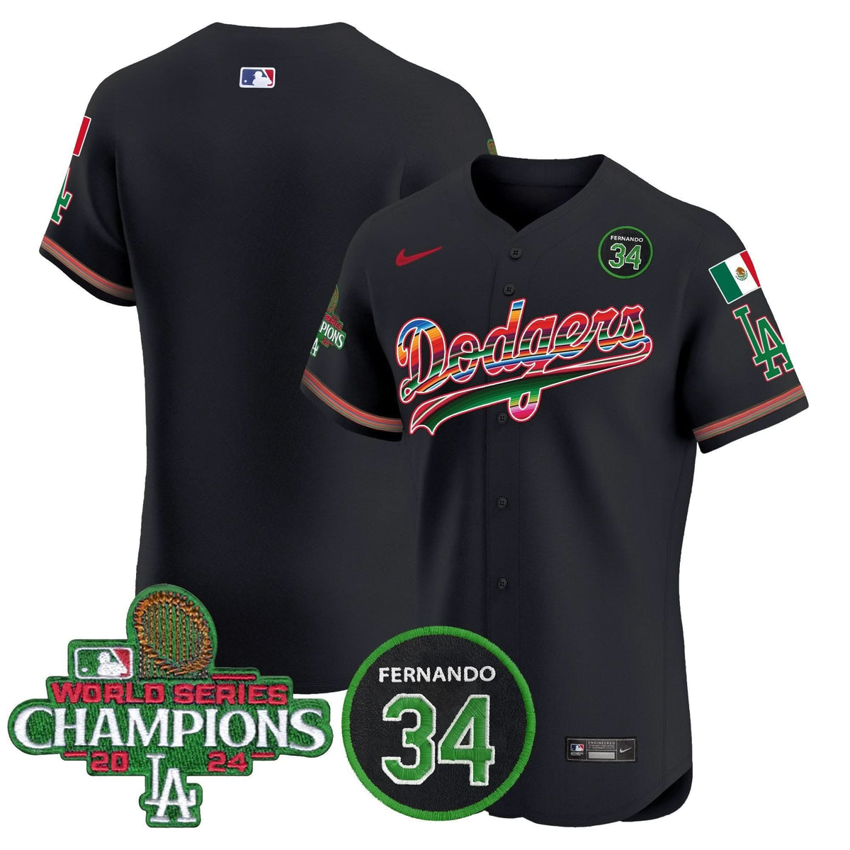 LAD Mexico 2024 World Series Champions Vapor Premier Elite Jersey V2 - Stitched