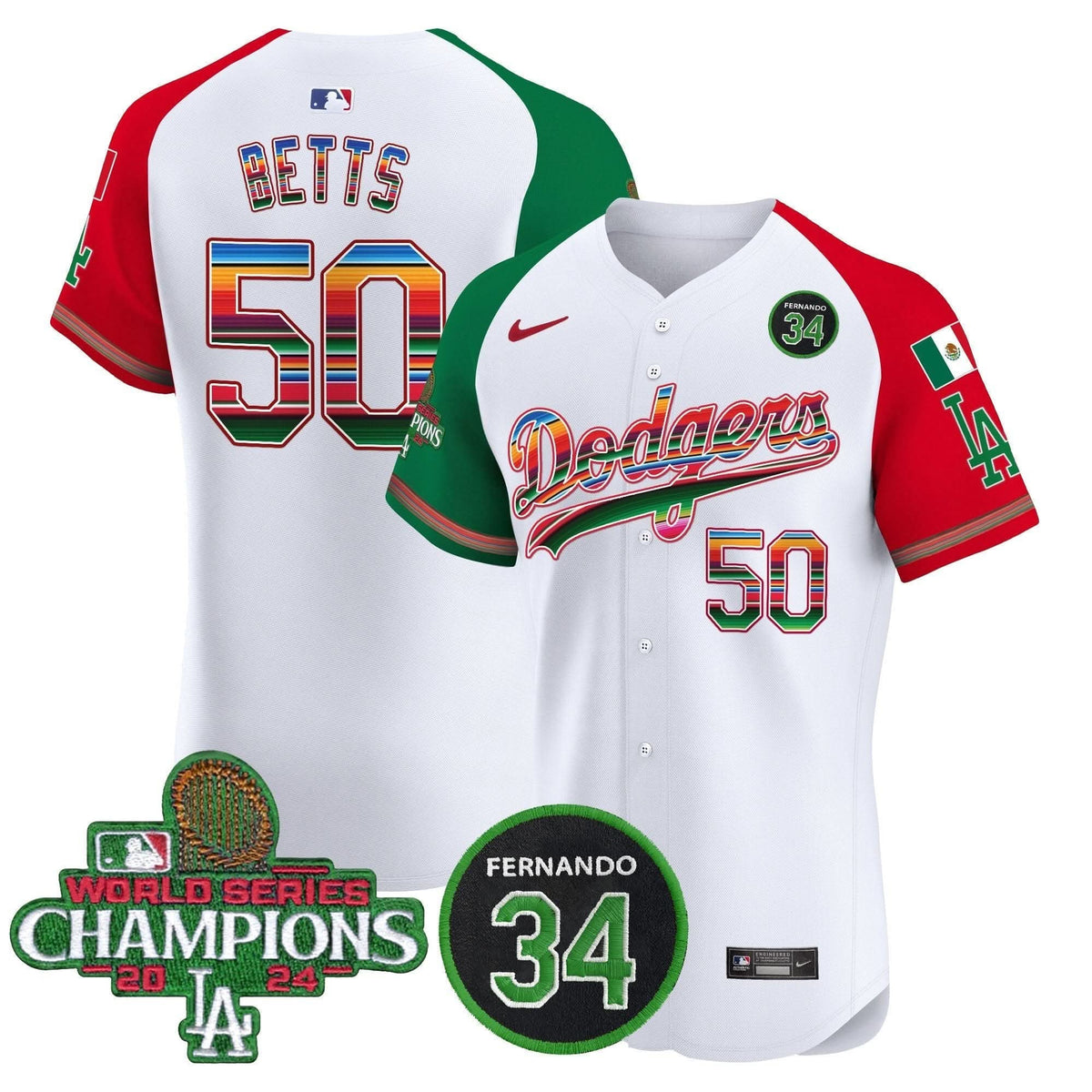 LAD Mexico 2024 World Series Champions Vapor Premier Elite Jersey V2 - Stitched