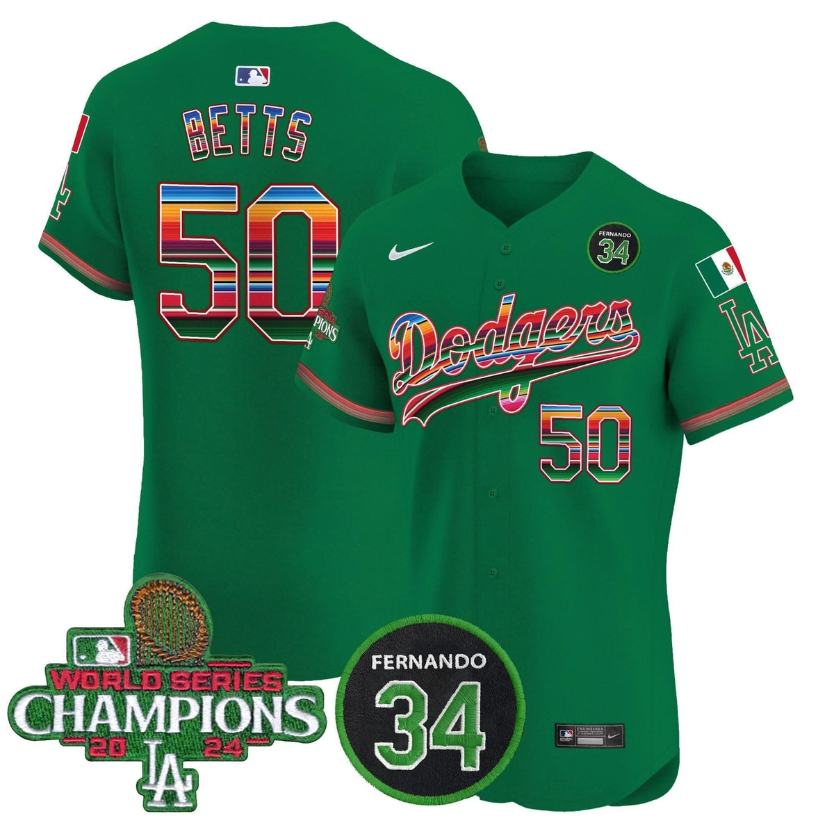 LAD Mexico 2024 World Series Champions Vapor Premier Elite Jersey V2 - Stitched