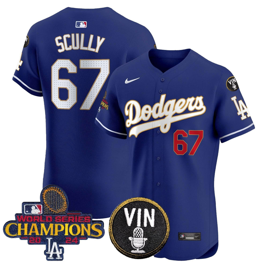 LAD 2024 World Series Champions Gold Trim Vapor Premier Elite Jersey - Stitched