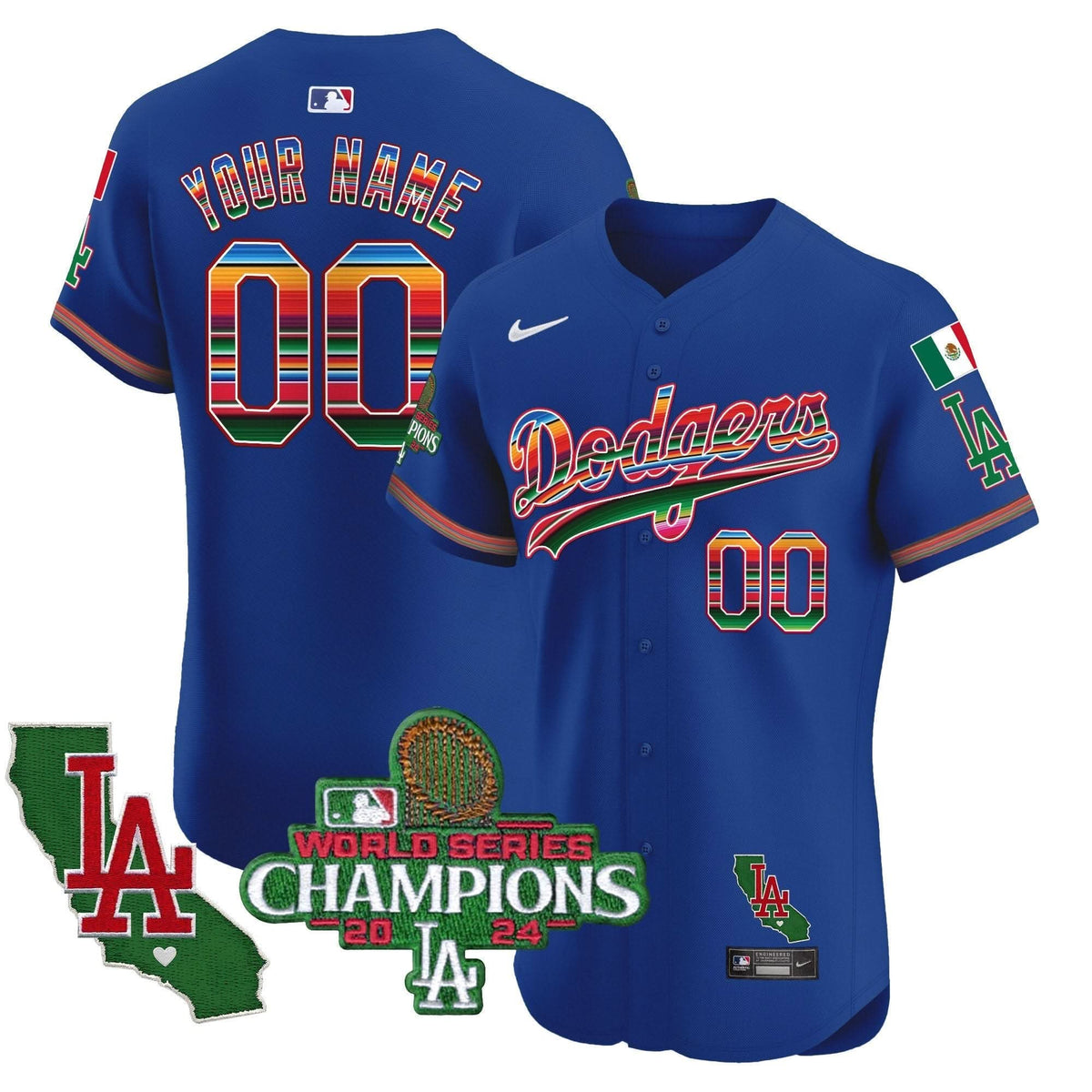 LAD Mexico 2024 World Series Champions Vapor Premier Elite Custom Jersey - Stitched