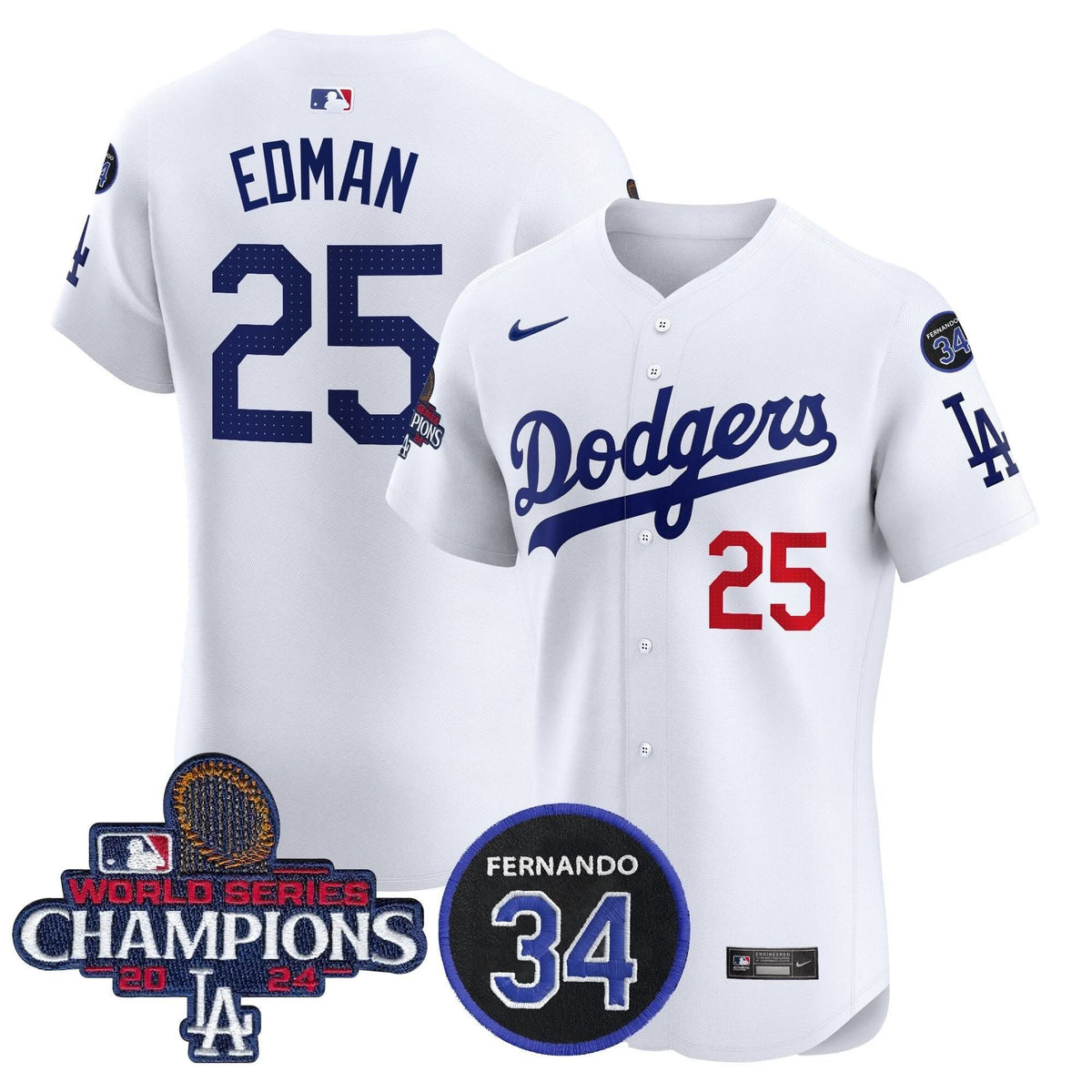 LAD 2024 World Series Champions Patch Vapor Premier Elite Jersey V2 - Stitched