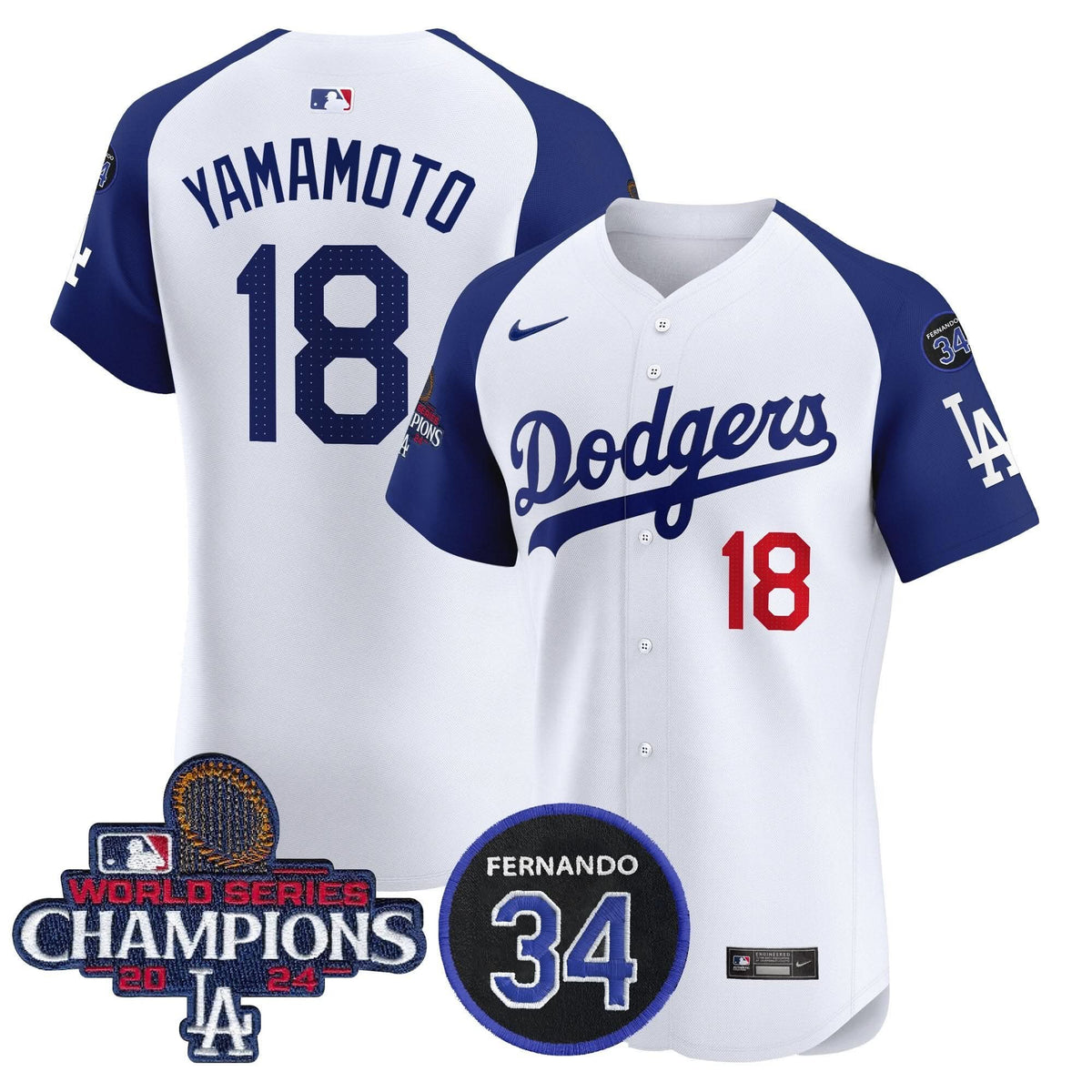 LAD 2024 World Series Champions Patch Vapor Premier Elite Jersey V2 - Stitched