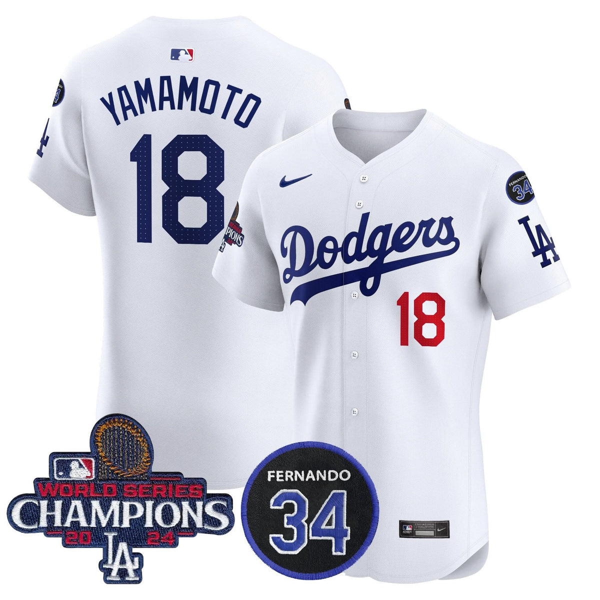 LAD 2024 World Series Champions Patch Vapor Premier Elite Jersey V2 - Stitched