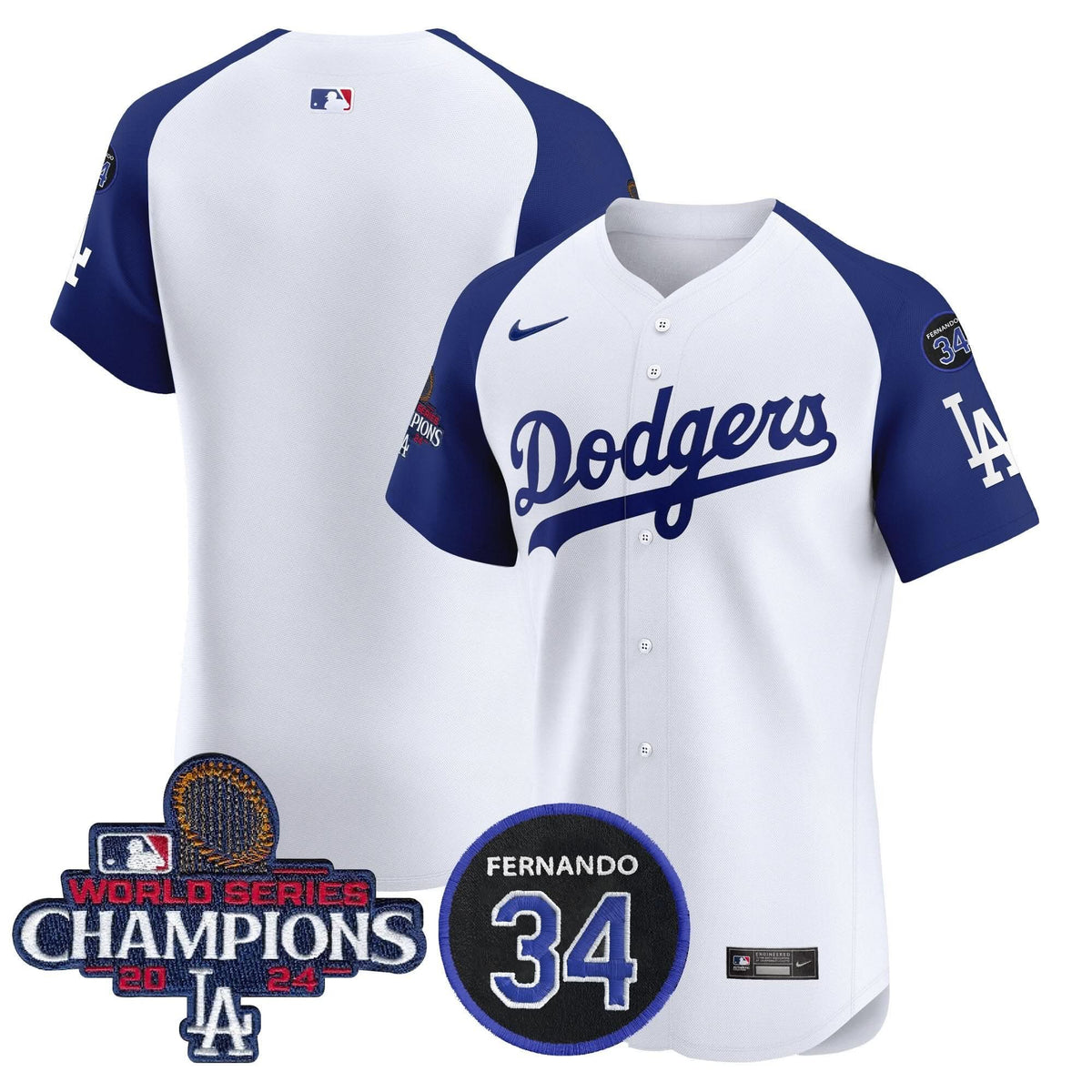 LAD 2024 World Series Champions Patch Vapor Premier Elite Jersey V2 - Stitched