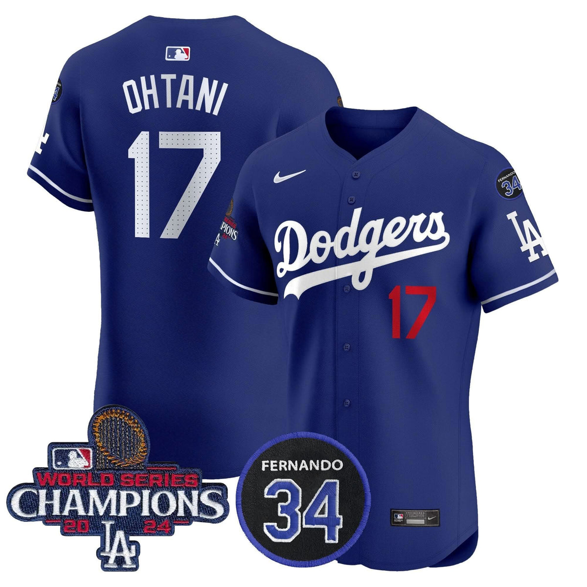 LAD 2024 World Series Champions Patch Vapor Premier Elite Jersey V2 - Stitched