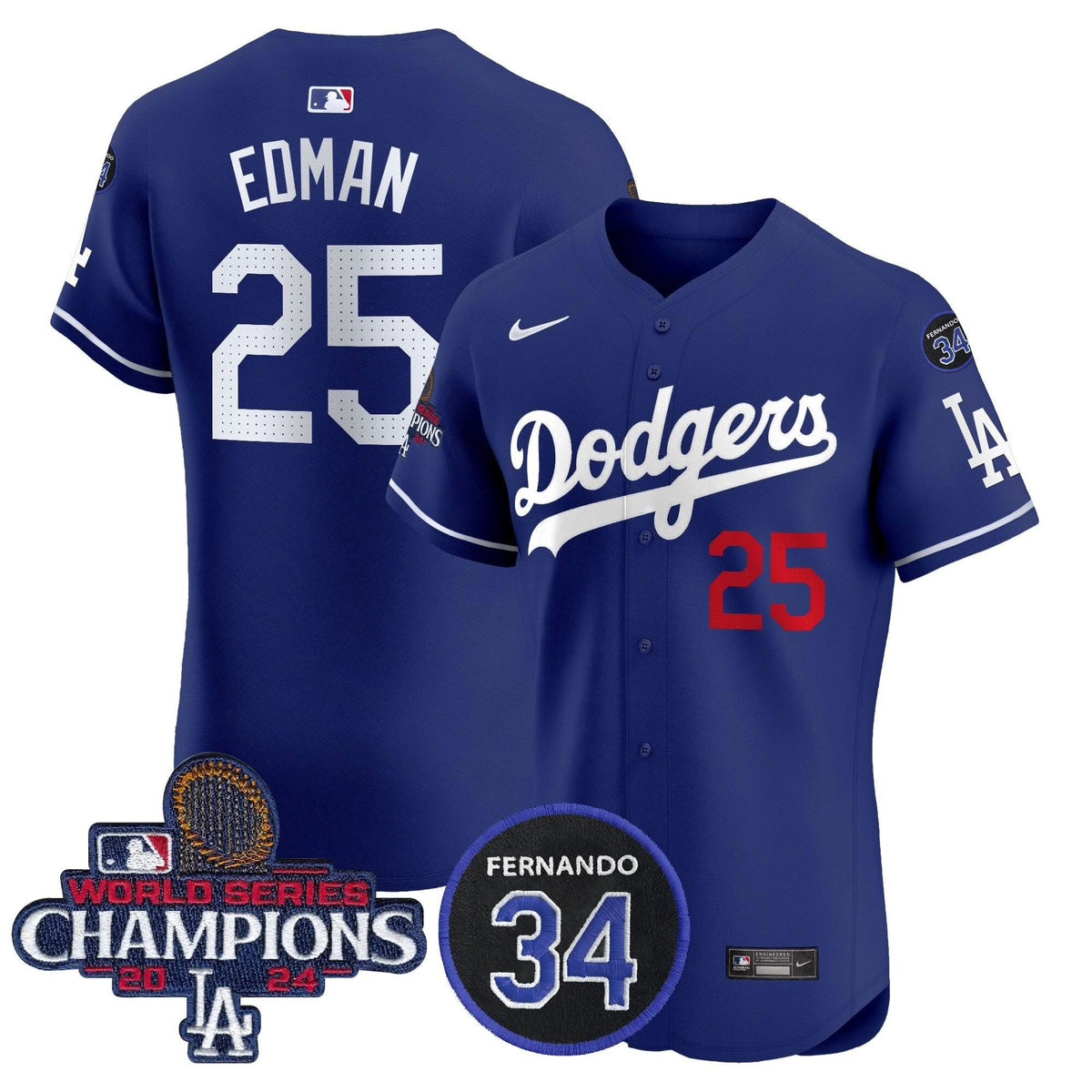 LAD 2024 World Series Champions Patch Vapor Premier Elite Jersey V2 - Stitched