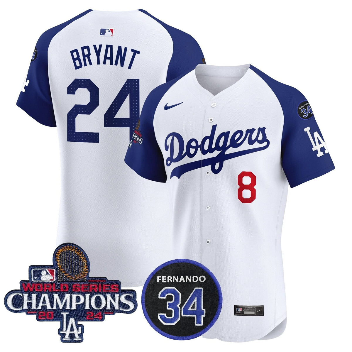 LAD 2024 World Series Champions Patch Vapor Premier Elite Jersey V2 - Stitched