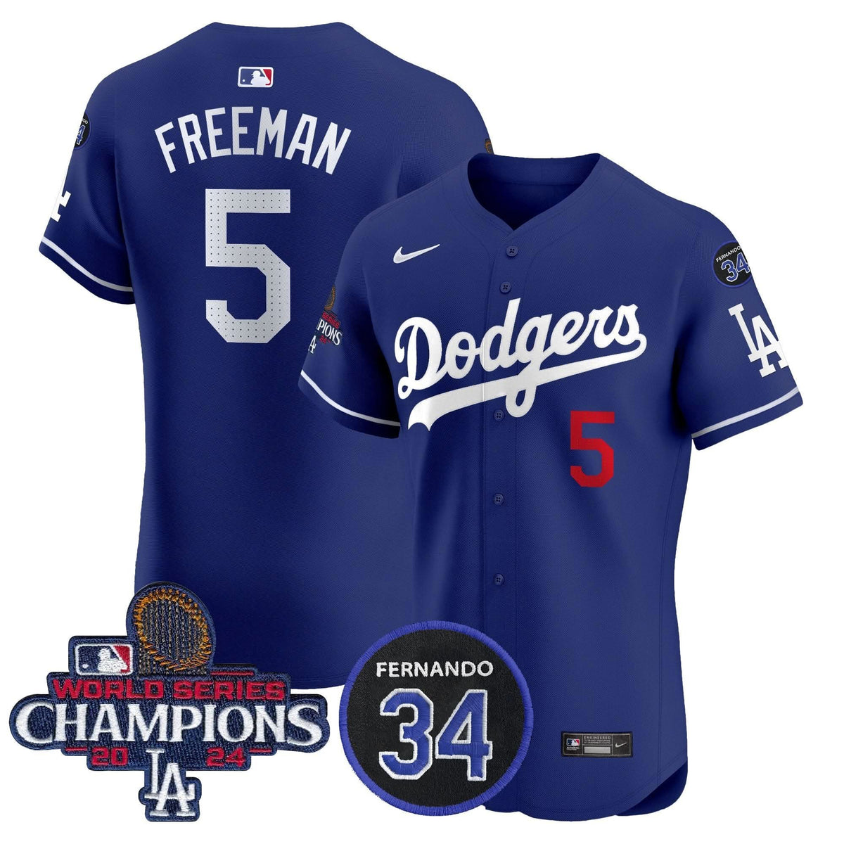LAD 2024 World Series Champions Patch Vapor Premier Elite Jersey V2 - Stitched