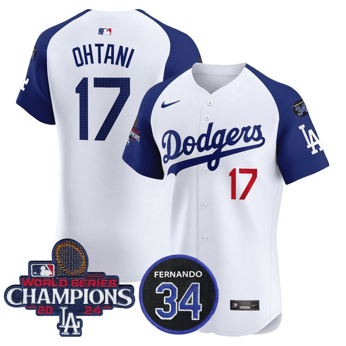 LAD 2024 World Series Champions Patch Vapor Premier Elite Jersey V2 - Stitched