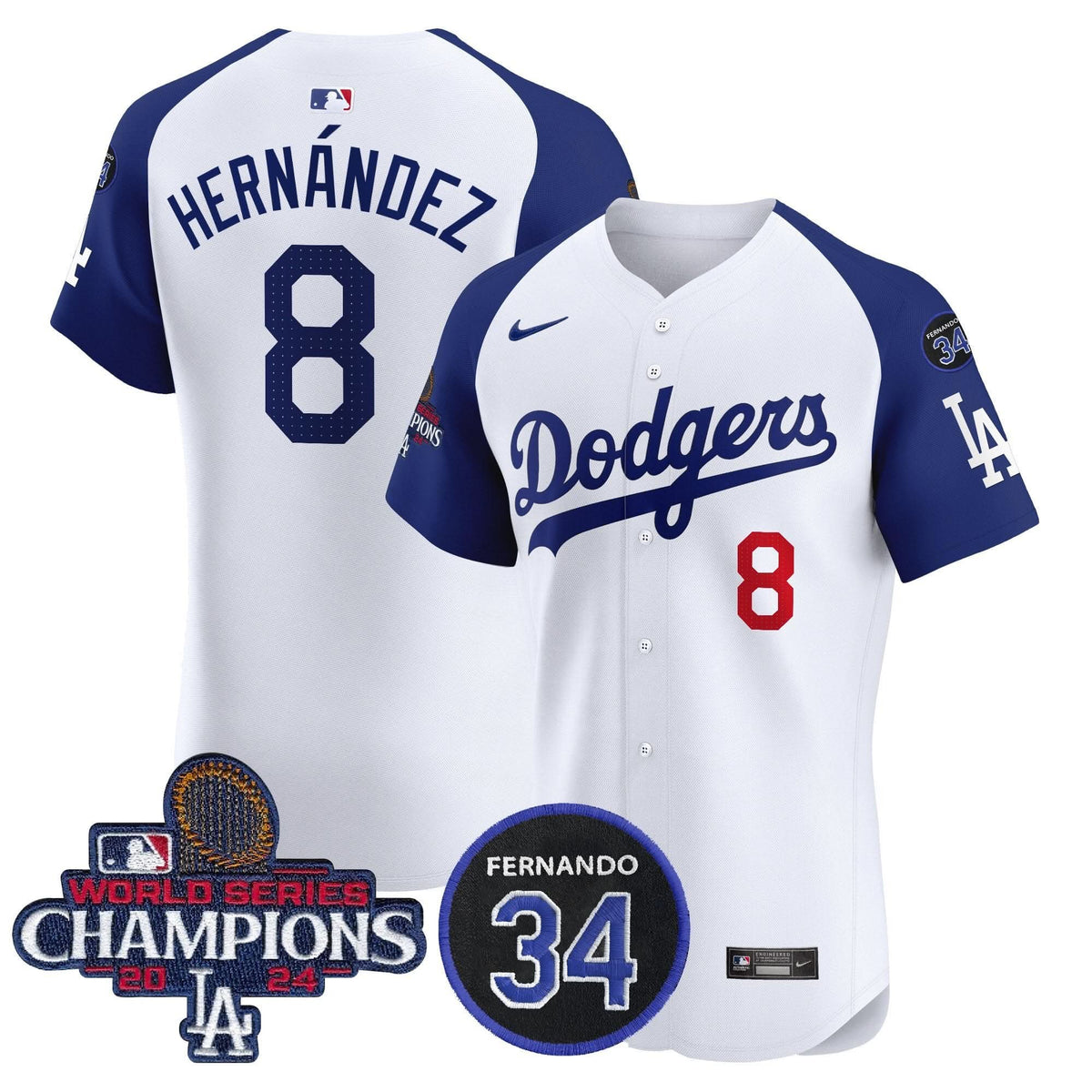 LAD 2024 World Series Champions Patch Vapor Premier Elite Jersey V2 - Stitched