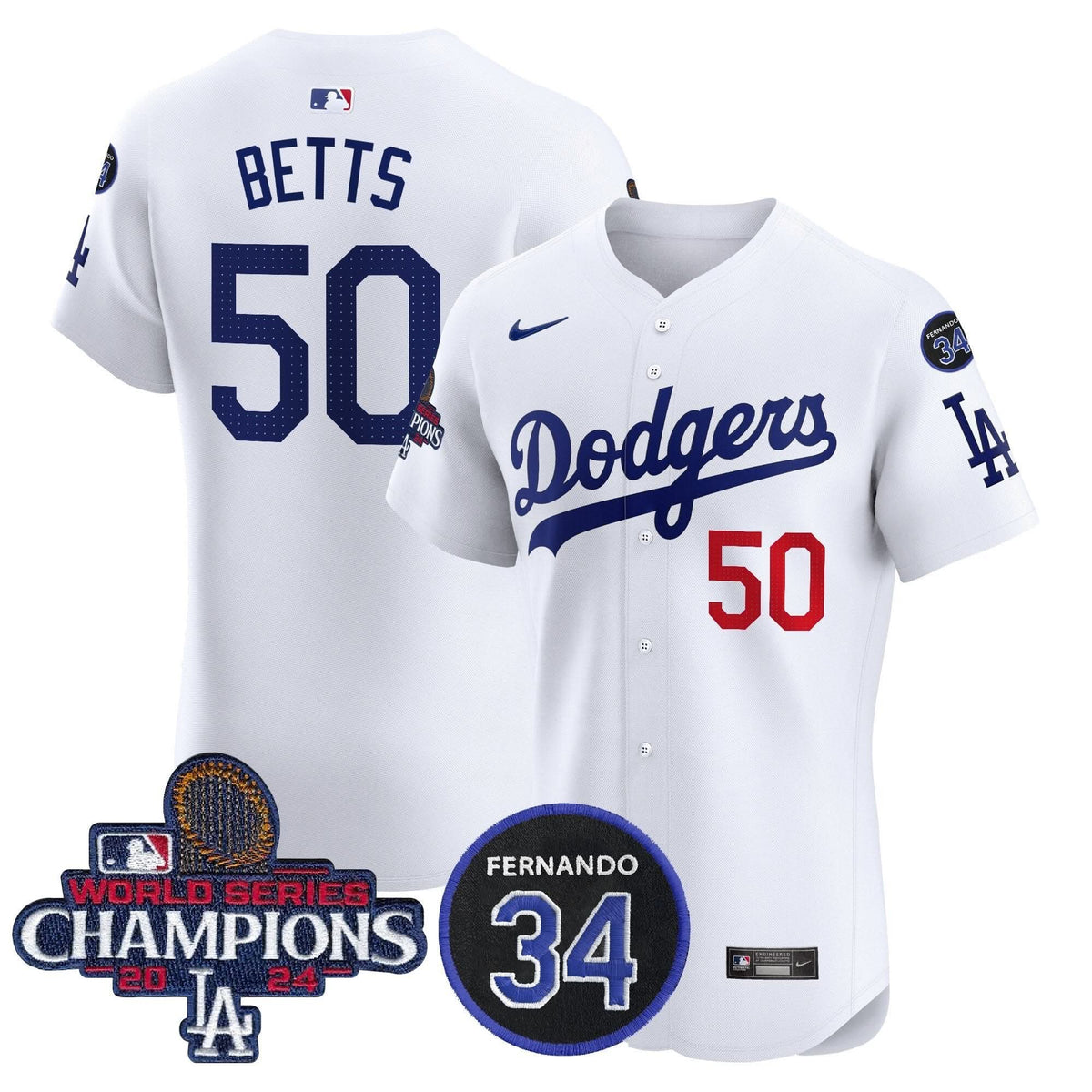 LAD 2024 World Series Champions Patch Vapor Premier Elite Jersey V2 - Stitched