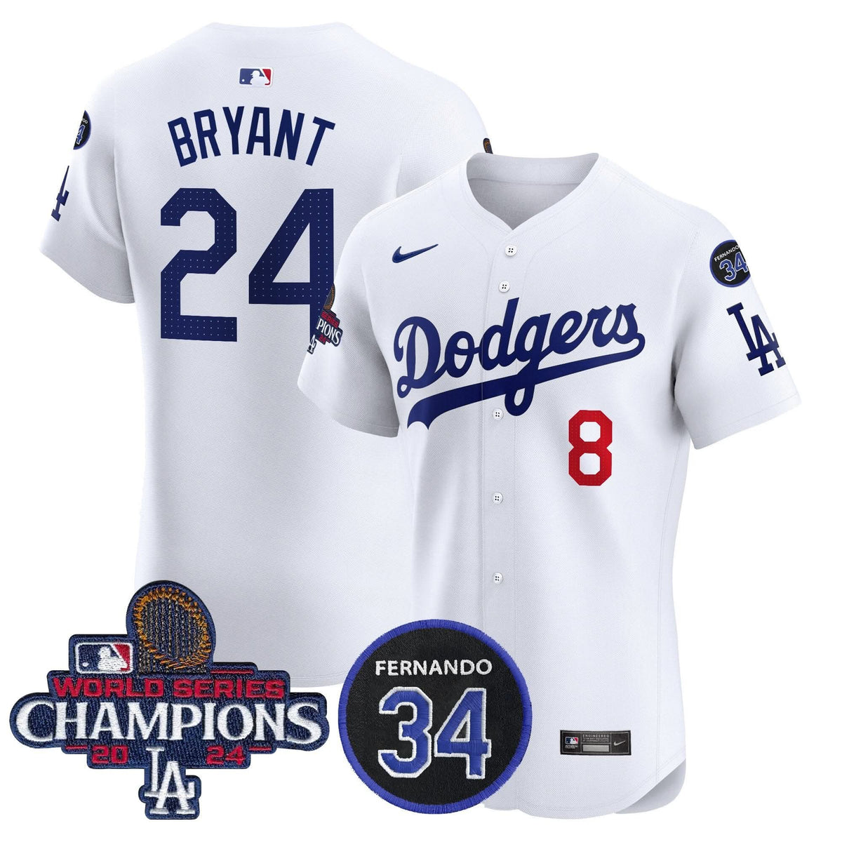 LAD 2024 World Series Champions Patch Vapor Premier Elite Jersey V2 - Stitched
