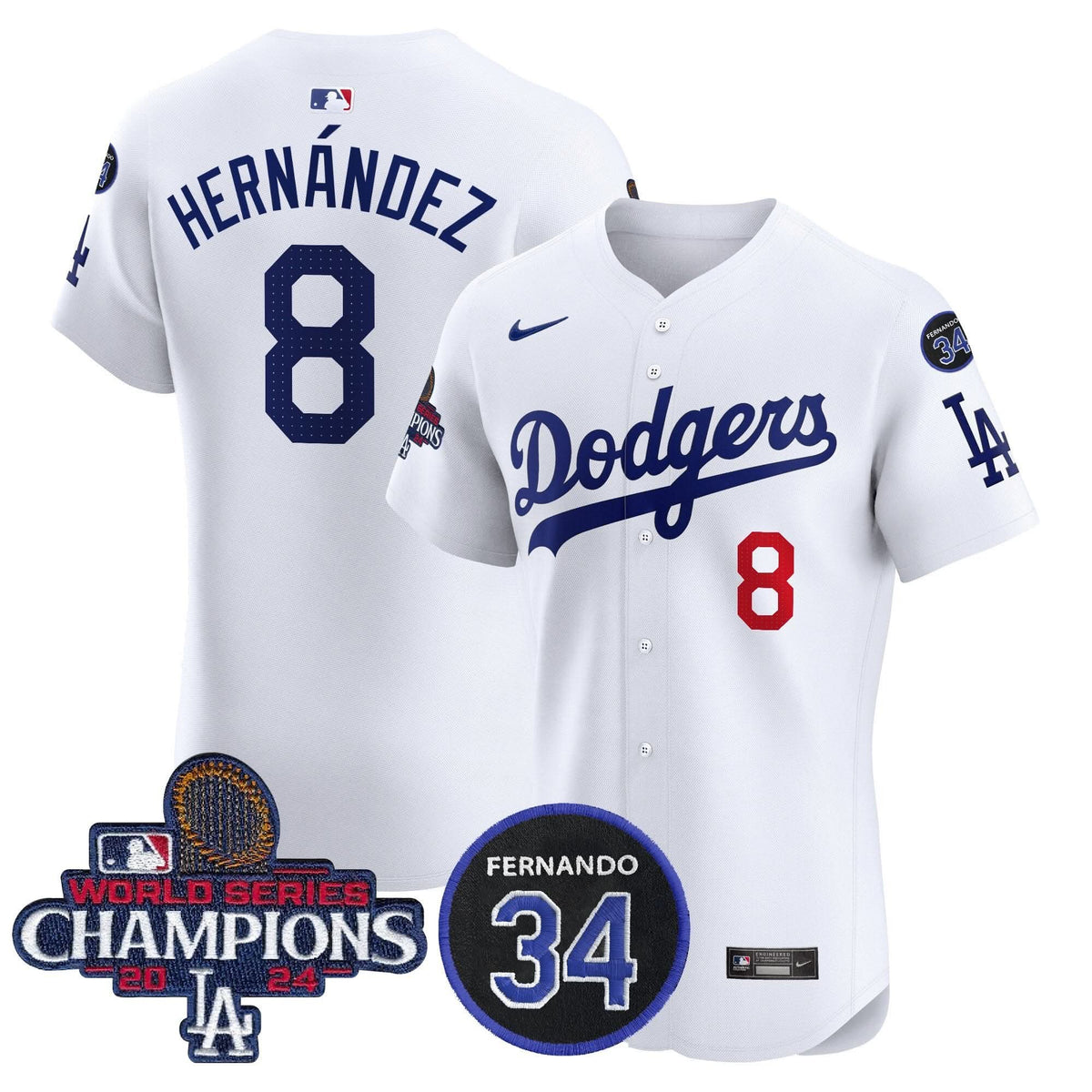 LAD 2024 World Series Champions Patch Vapor Premier Elite Jersey V2 - Stitched
