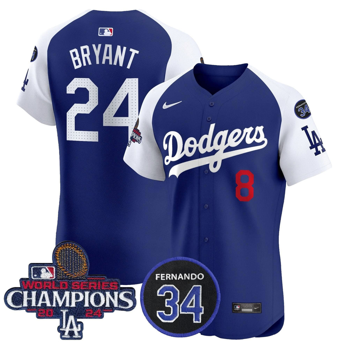 LAD 2024 World Series Champions Patch Vapor Premier Elite Jersey V2 - Stitched