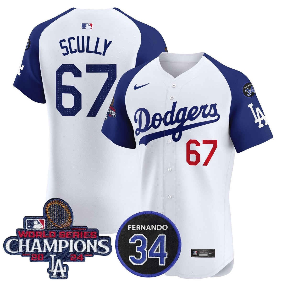 LAD 2024 World Series Champions Patch Vapor Premier Elite Jersey V2 - Stitched
