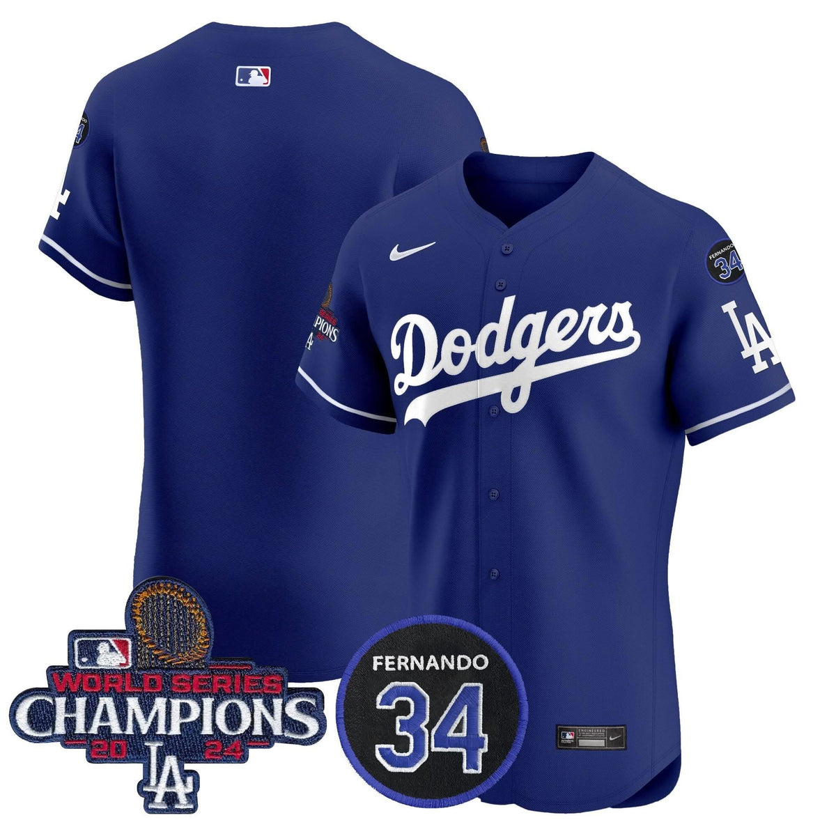 LAD 2024 World Series Champions Patch Vapor Premier Elite Jersey V2 - Stitched