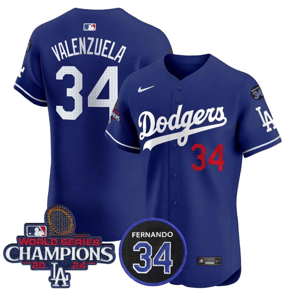 LAD 2024 World Series Champions Patch Vapor Premier Elite Jersey V2 - Stitched