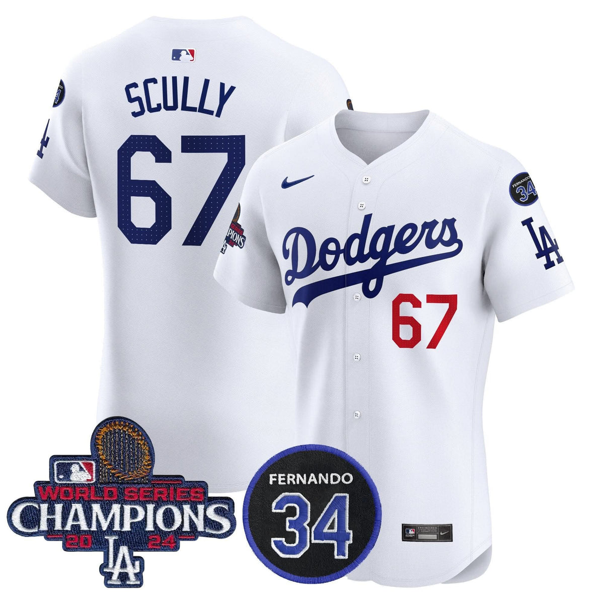 LAD 2024 World Series Champions Patch Vapor Premier Elite Jersey V2 - Stitched
