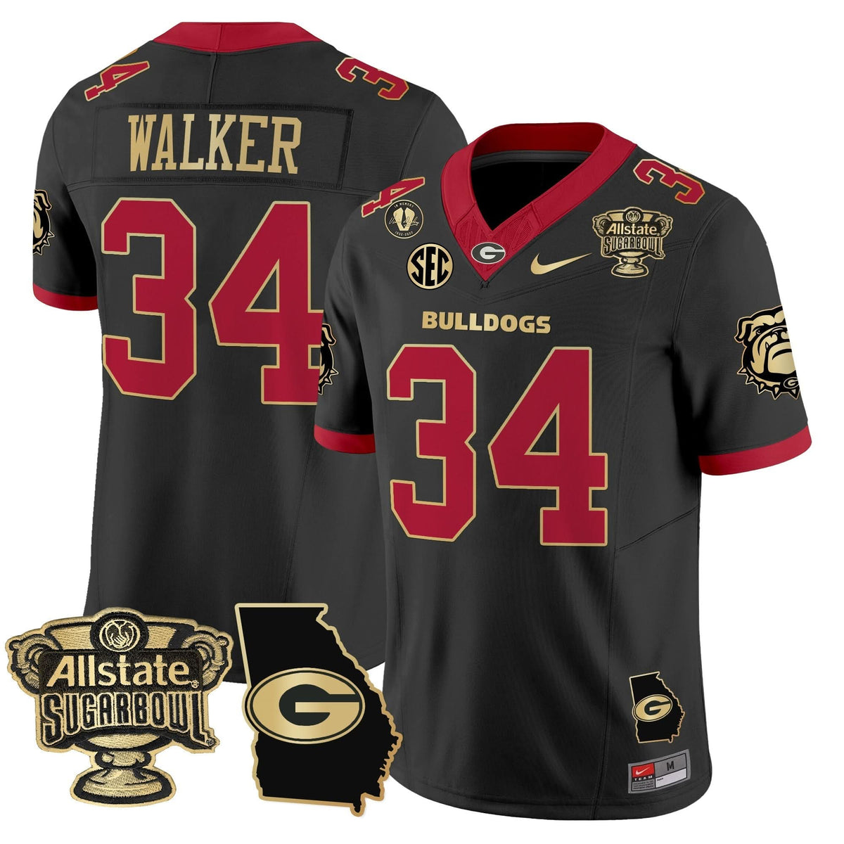 GB 2025 Sugar Bowl & Georgia Map Patch Vapor Limited Jersey