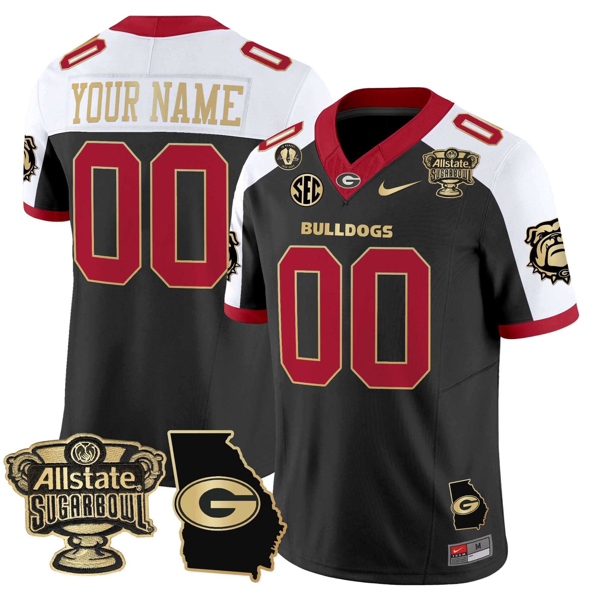 GB 2025 Sugar Bowl & Georgia Map Patch Vapor Limited Custom Jersey