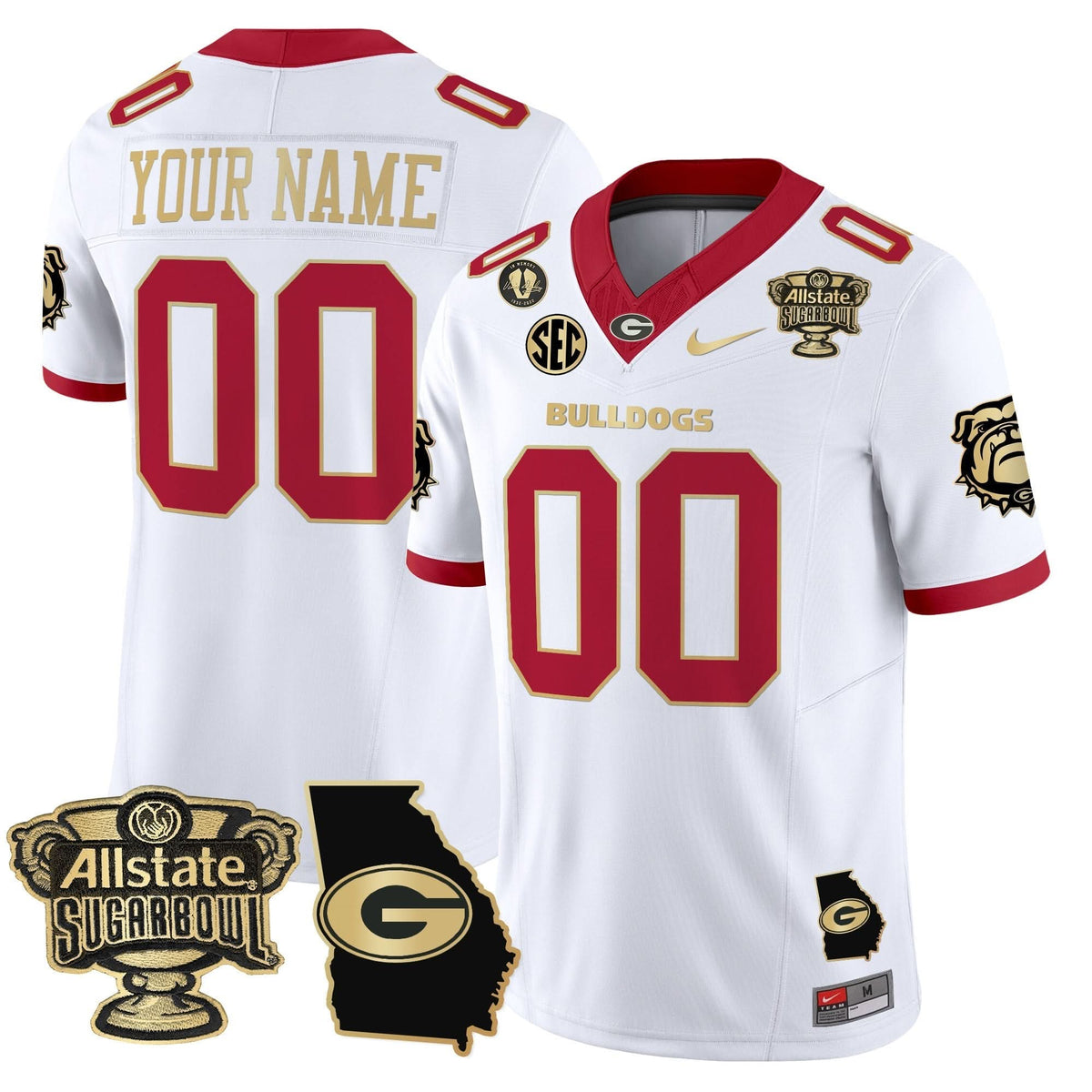 GB 2025 Sugar Bowl & Georgia Map Patch Vapor Limited Custom Jersey