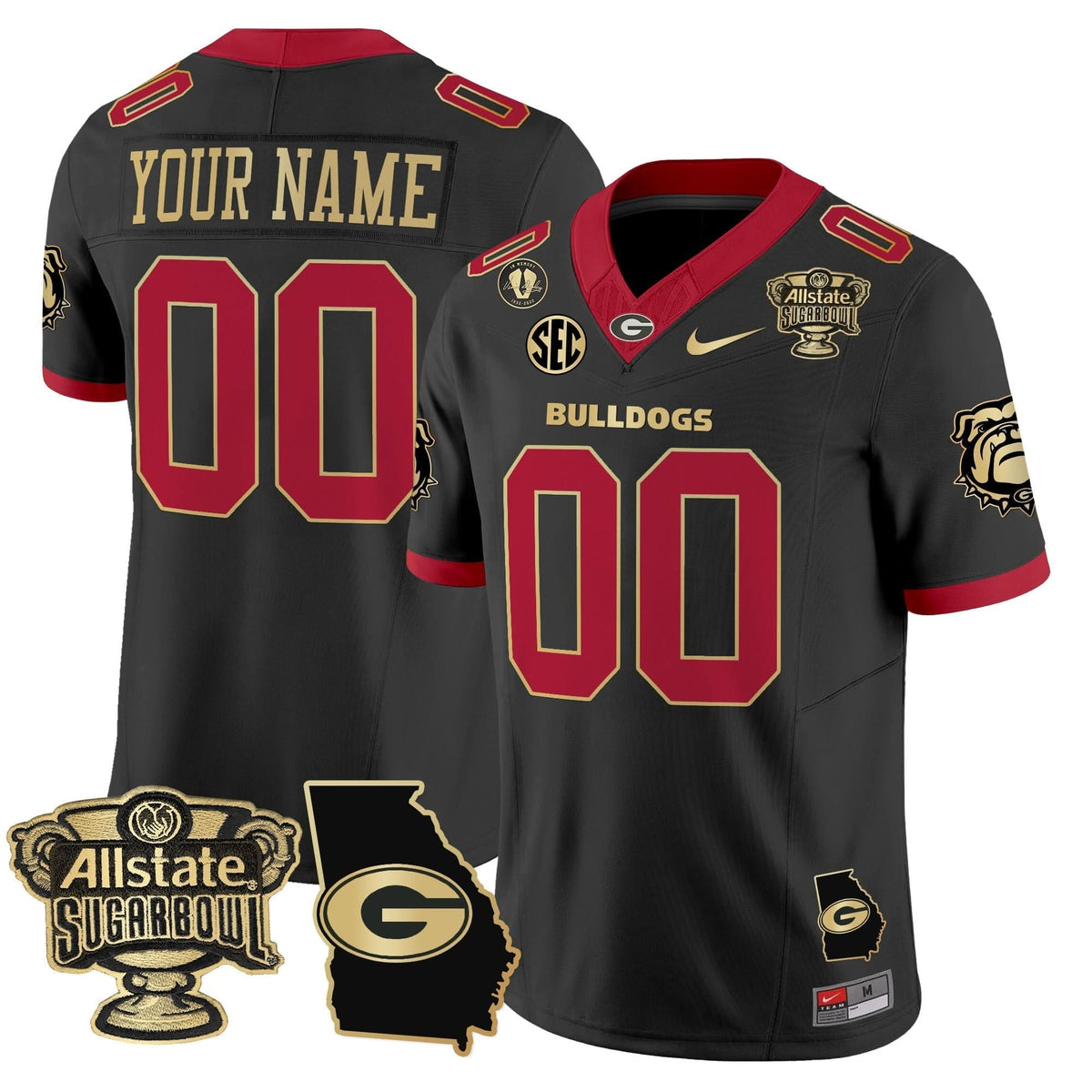 GB 2025 Sugar Bowl & Georgia Map Patch Vapor Limited Custom Jersey
