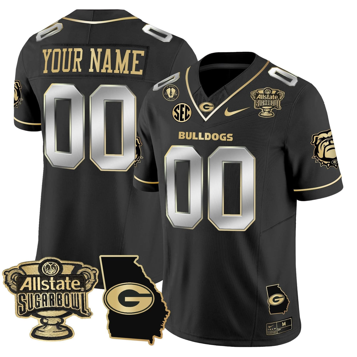 GB 2025 Sugar Bowl & Georgia Map Patch Vapor Limited Custom Jersey