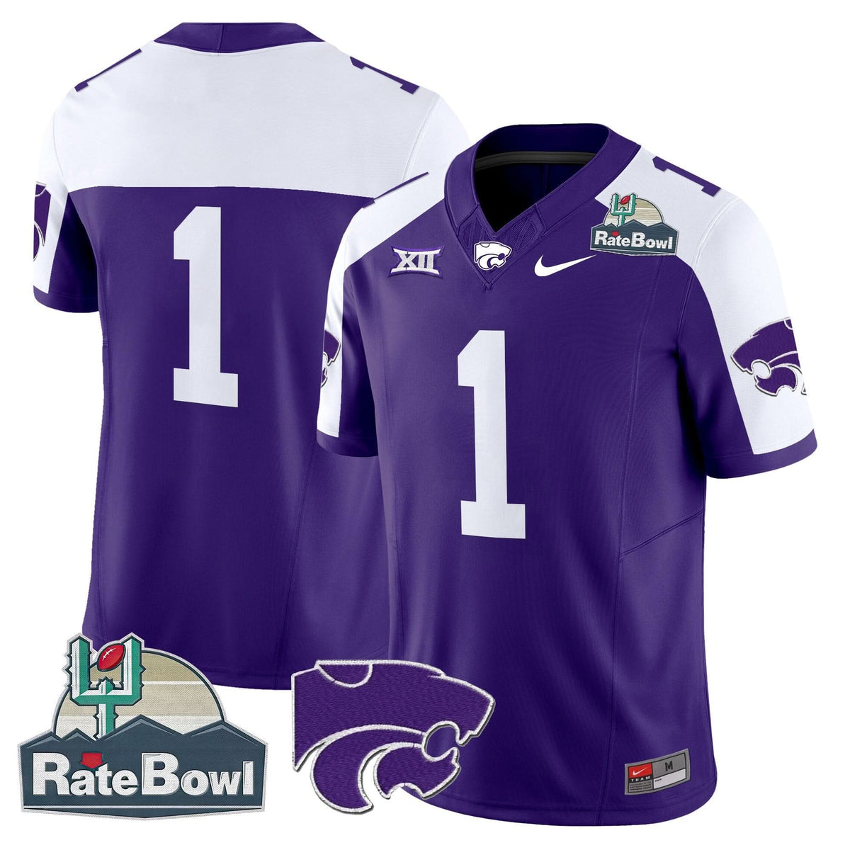 Kansas State Wildcats 2025 Rate Bowl Patch Vapor Limited Jersey