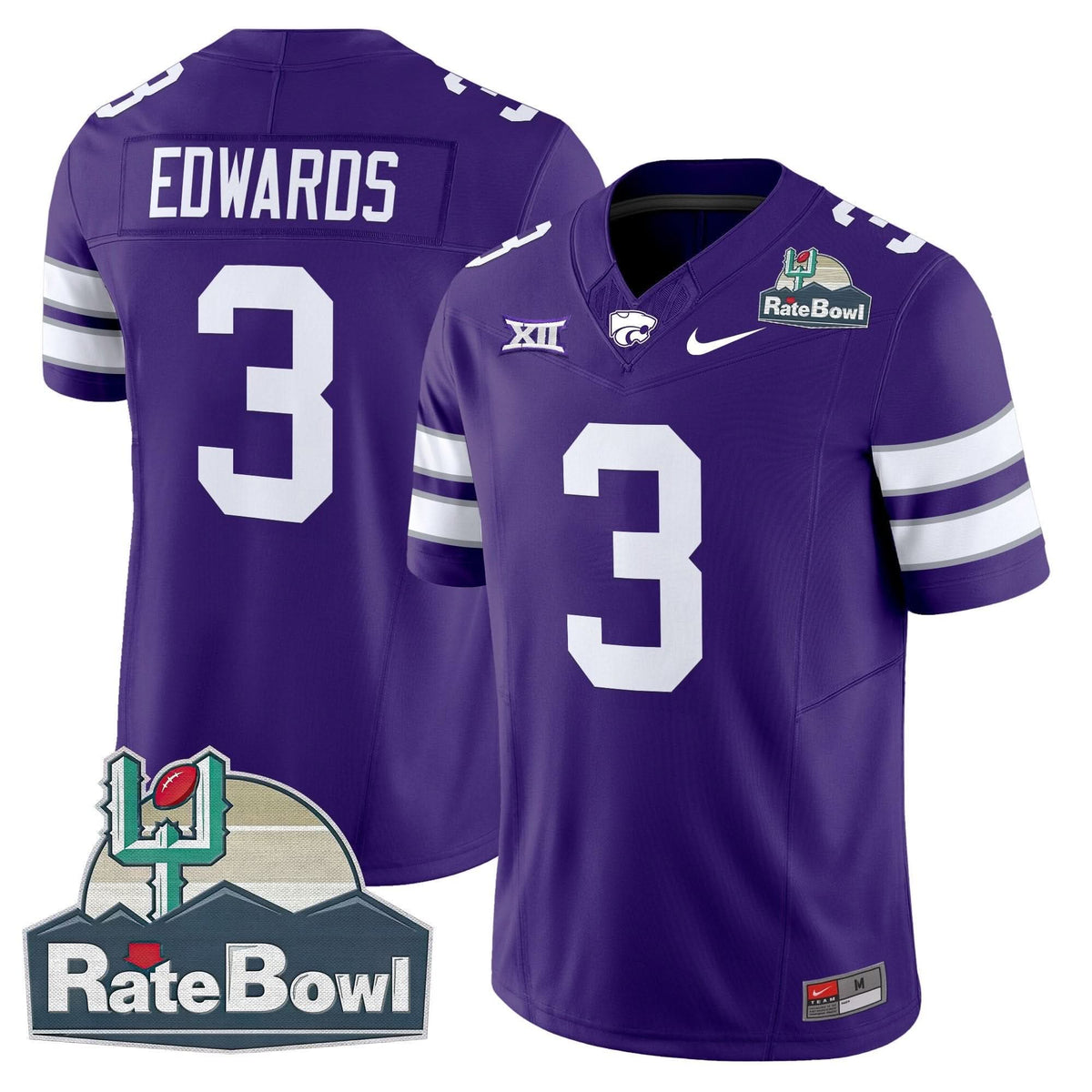 Kansas State Wildcats 2025 Rate Bowl Patch Vapor Limited Jersey