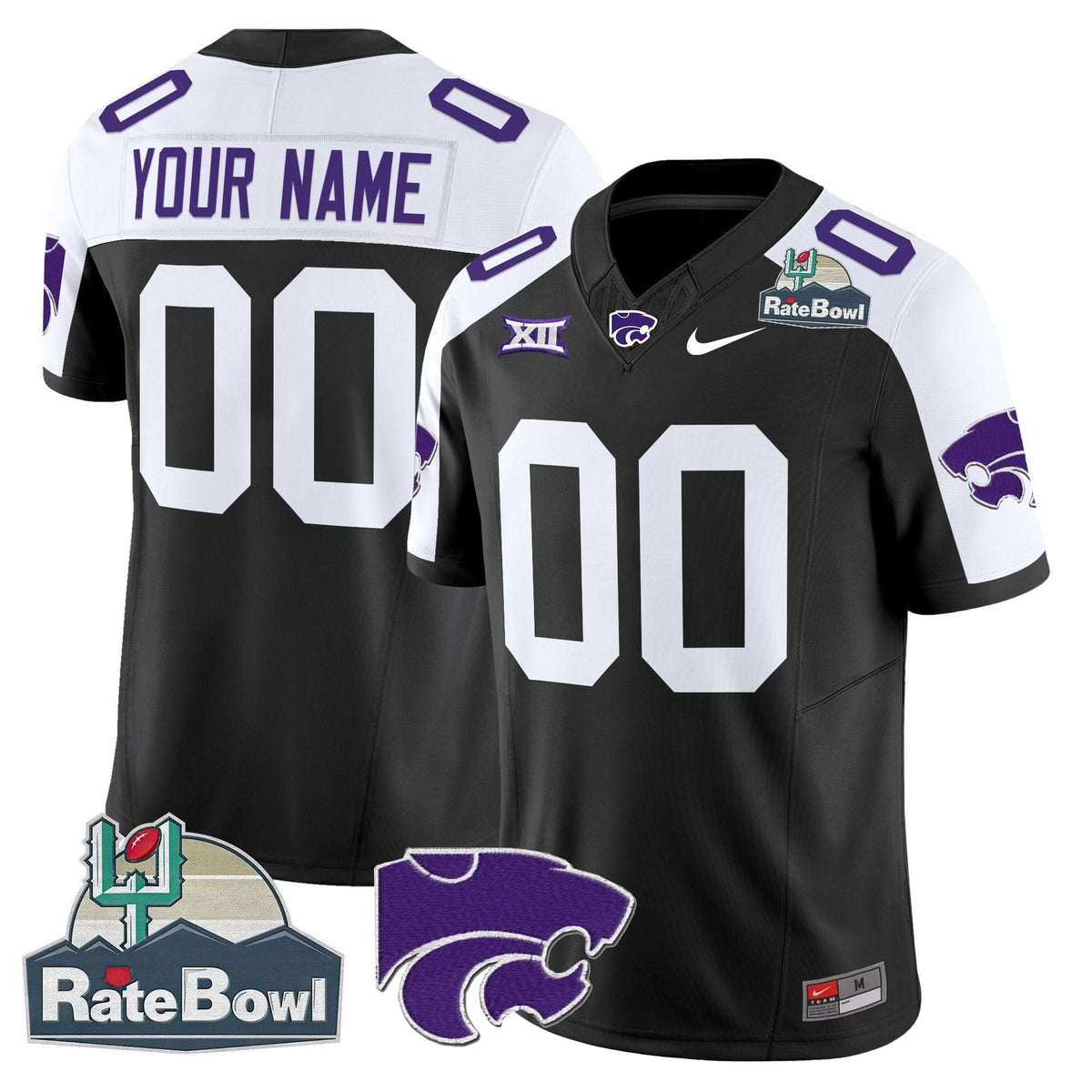Kansas State Wildcats 2025 Rate Bowl Patch Vapor Limited Custom Jersey