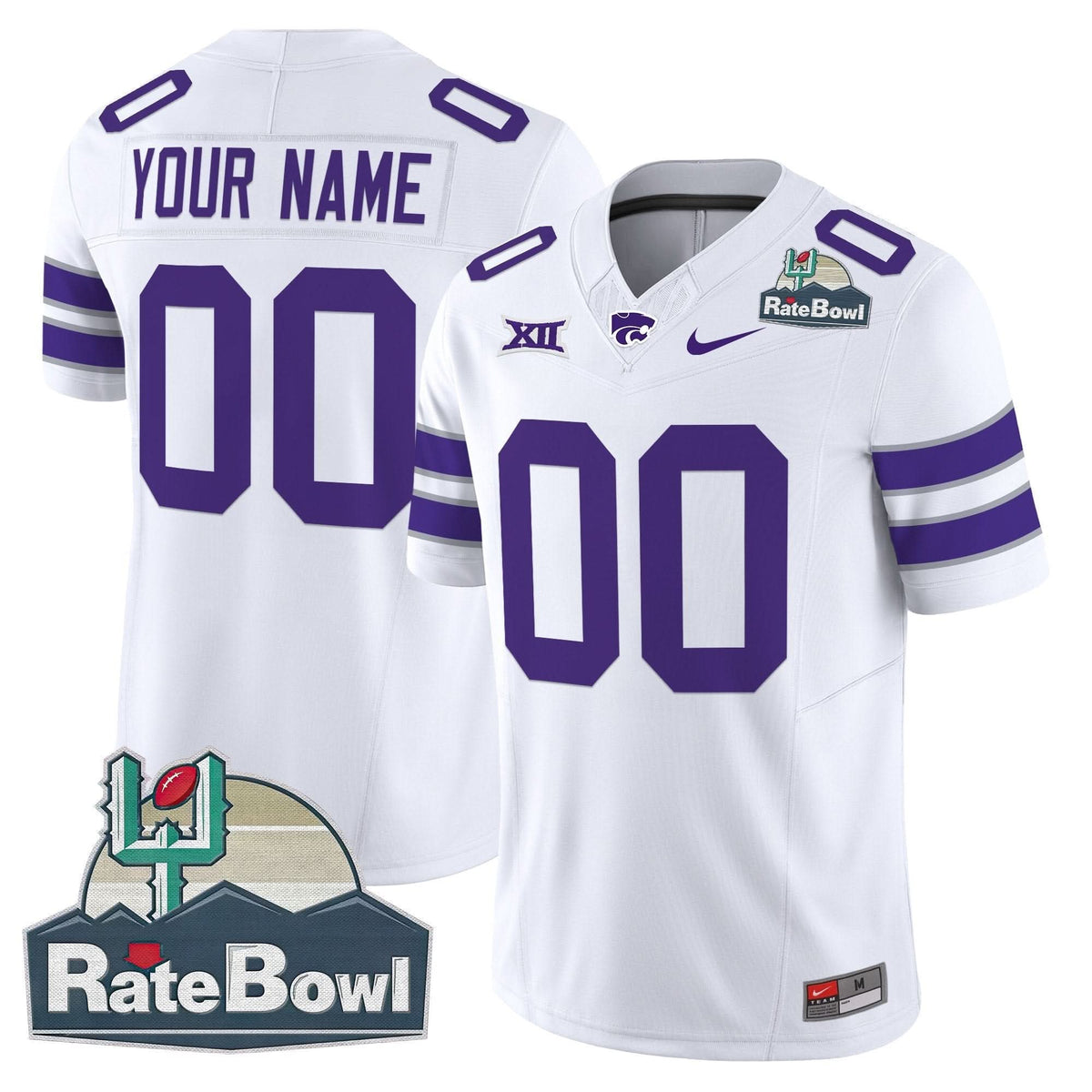 Kansas State Wildcats 2025 Rate Bowl Patch Vapor Limited Custom Jersey