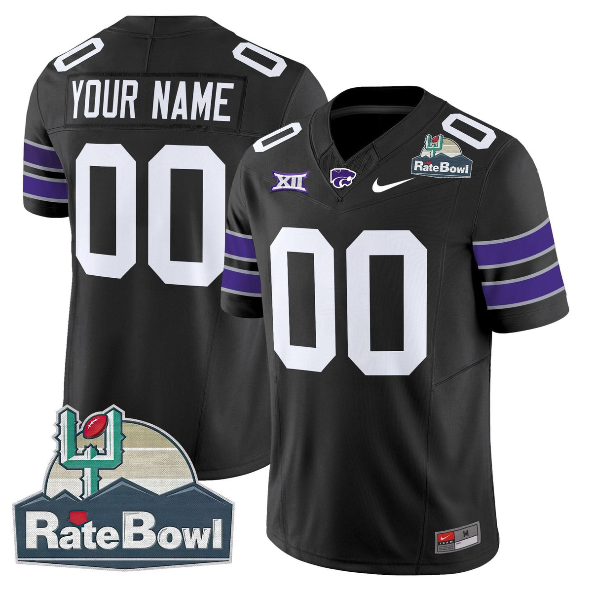 Kansas State Wildcats 2025 Rate Bowl Patch Vapor Limited Custom Jersey
