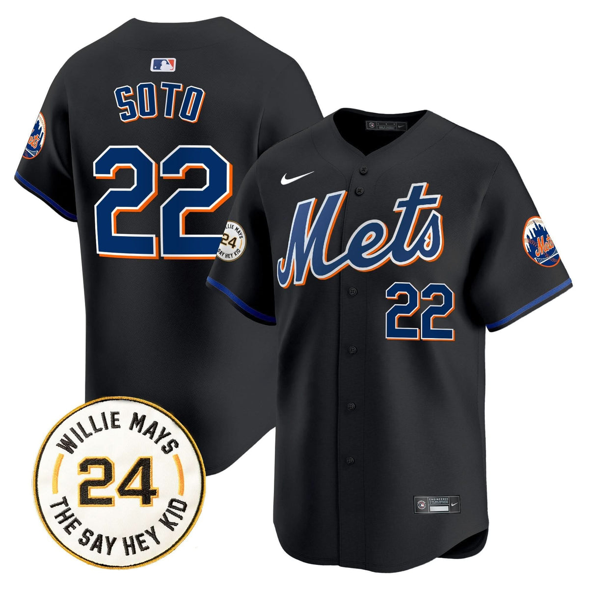 NYM Willie Mays Patch Vapor Premier Limited Jersey - Stitched