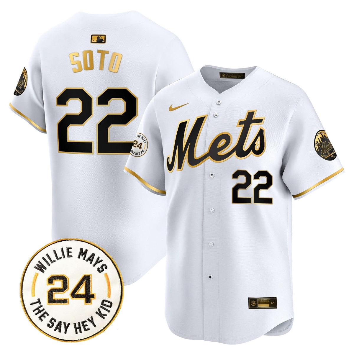 NYM Willie Mays Patch Vapor Premier Limited Jersey - Stitched