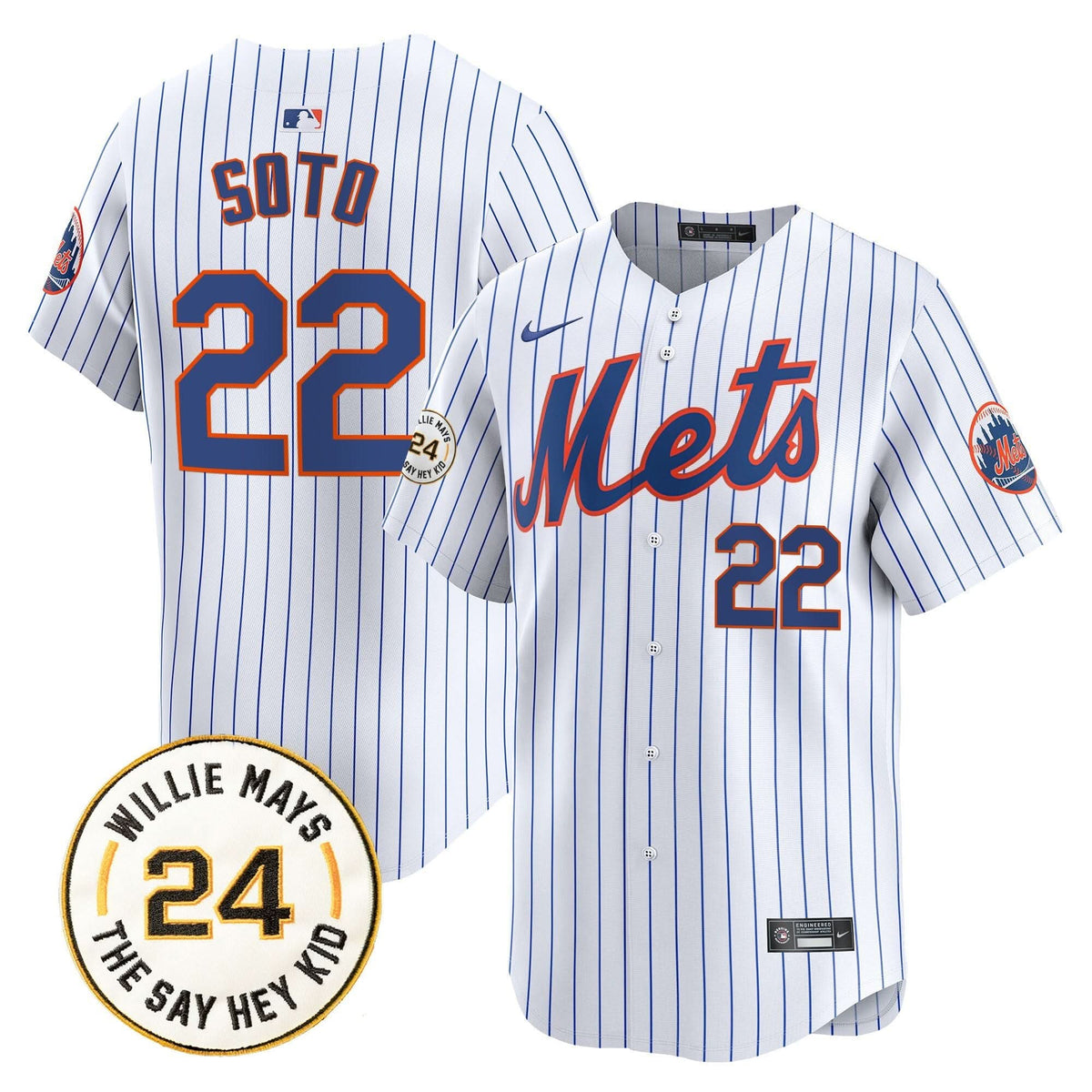 NYM Willie Mays Patch Vapor Premier Limited Jersey - Stitched
