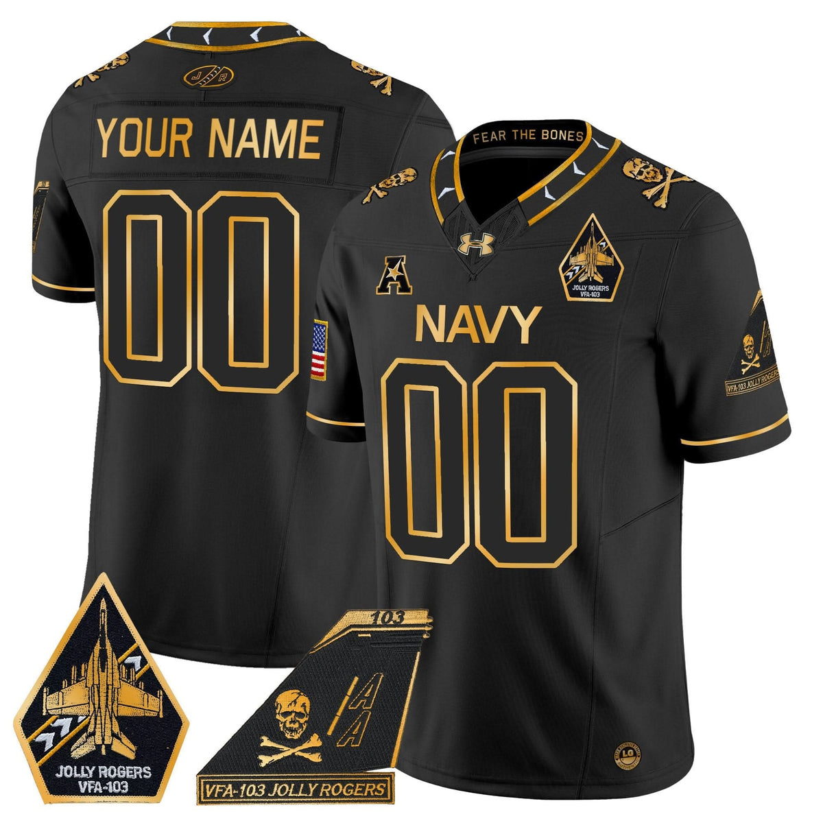 NM 2024 Jolly Rogers Patch Gold Vapor Limited Custom Jersey