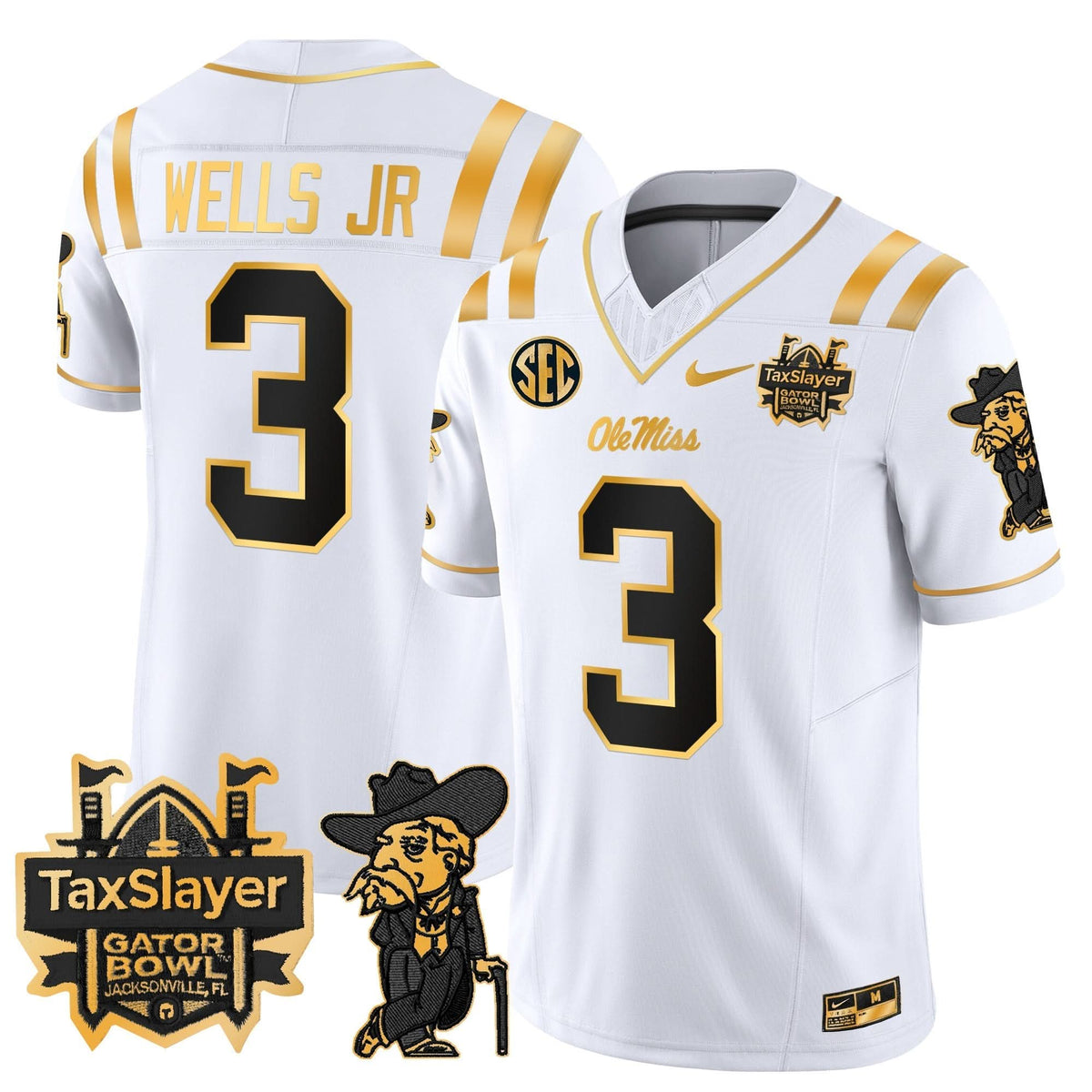 OMB 2024 Gator Bowl Patch Gold Vapor Limited Jersey