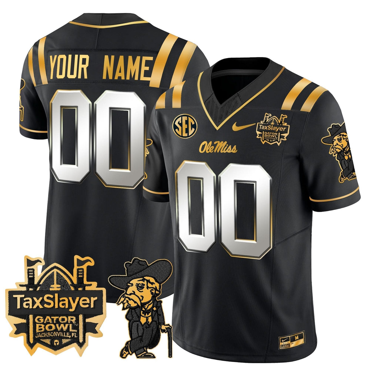 OMB 2024 Gator Bowl Patch Gold Vapor Limited Custom Jersey