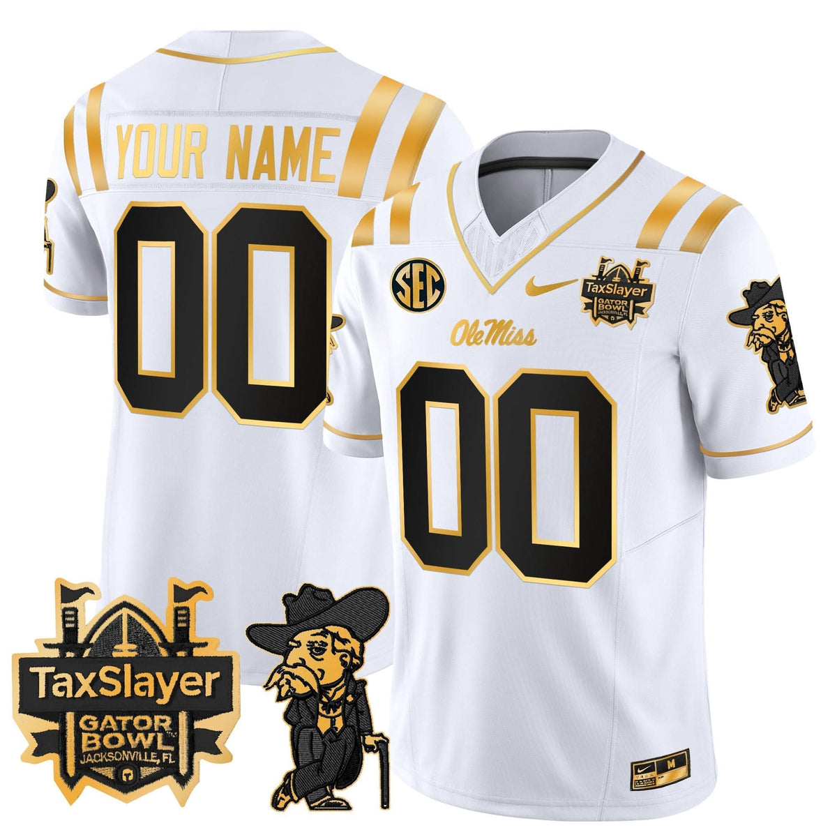 OMB 2024 Gator Bowl Patch Gold Vapor Limited Custom Jersey