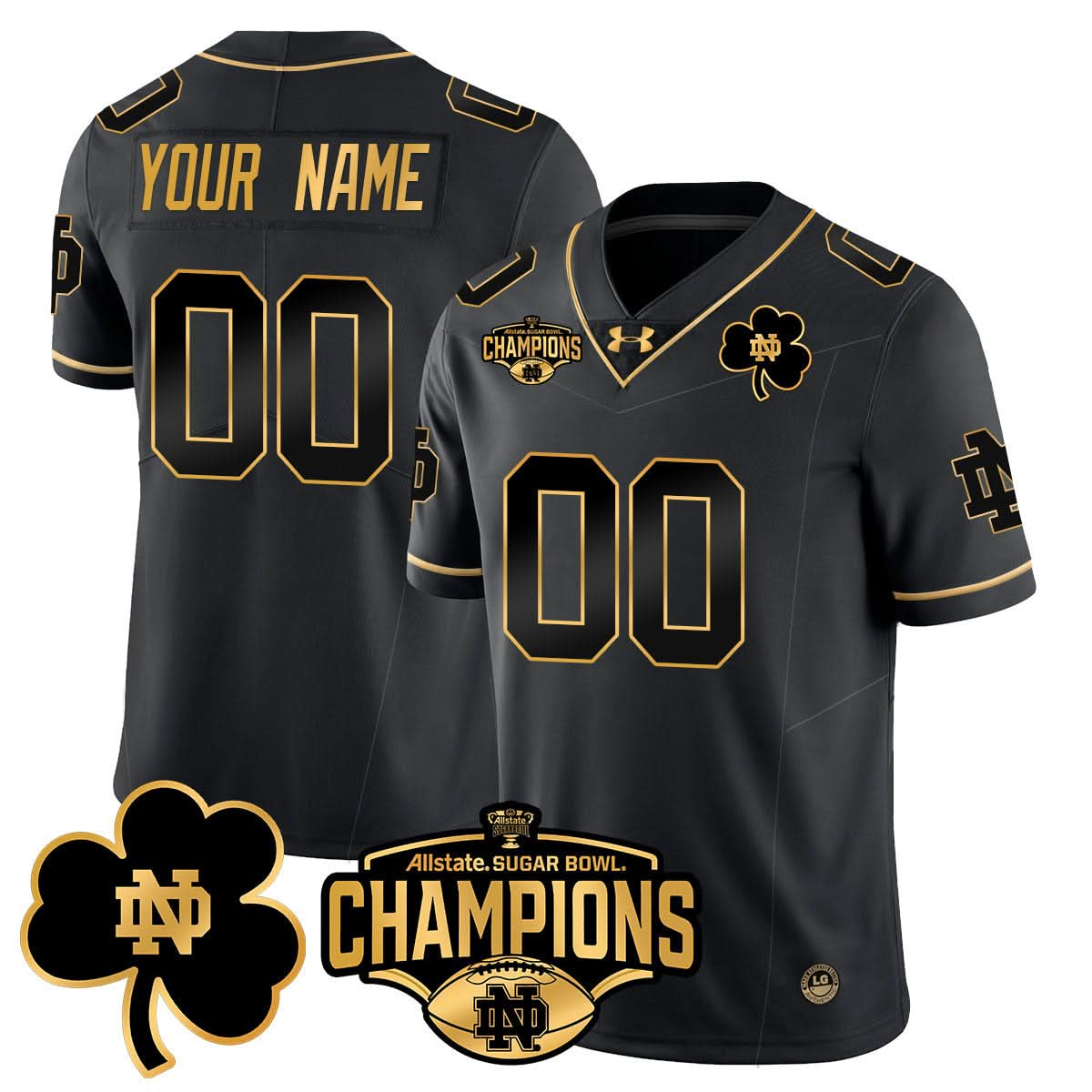 Custom NDFI 2025 Sugar Bowl Champions Gold Jersey