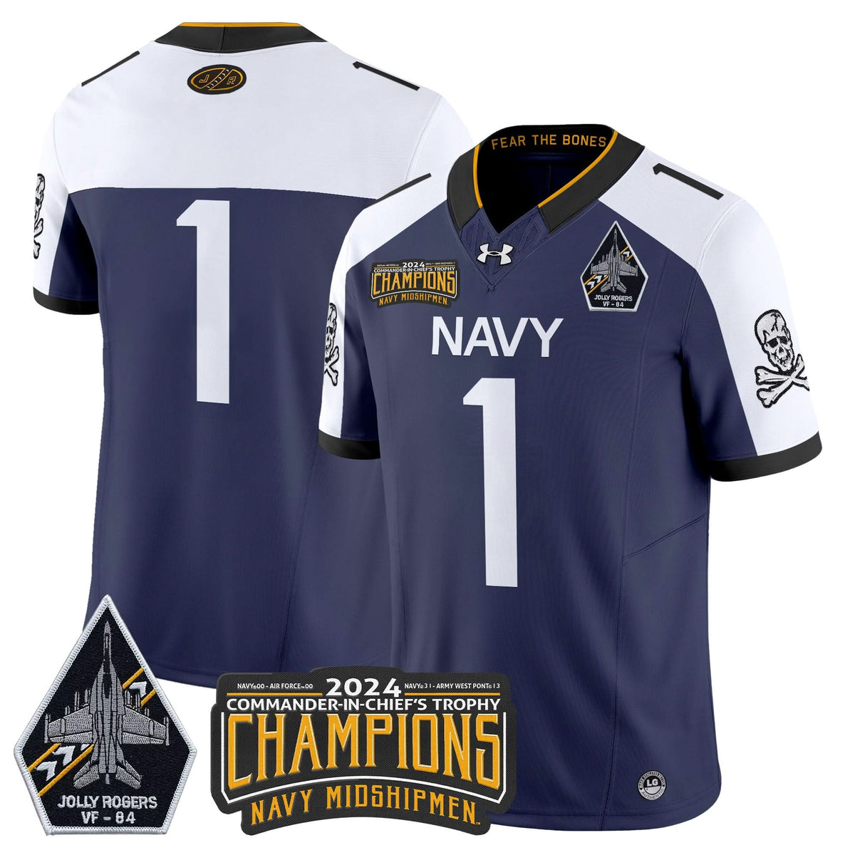 NM 2024 Jolly Rogers VF-84 & Commander-In-Chief's Trophy Champions Patch Vapor Limited Jersey