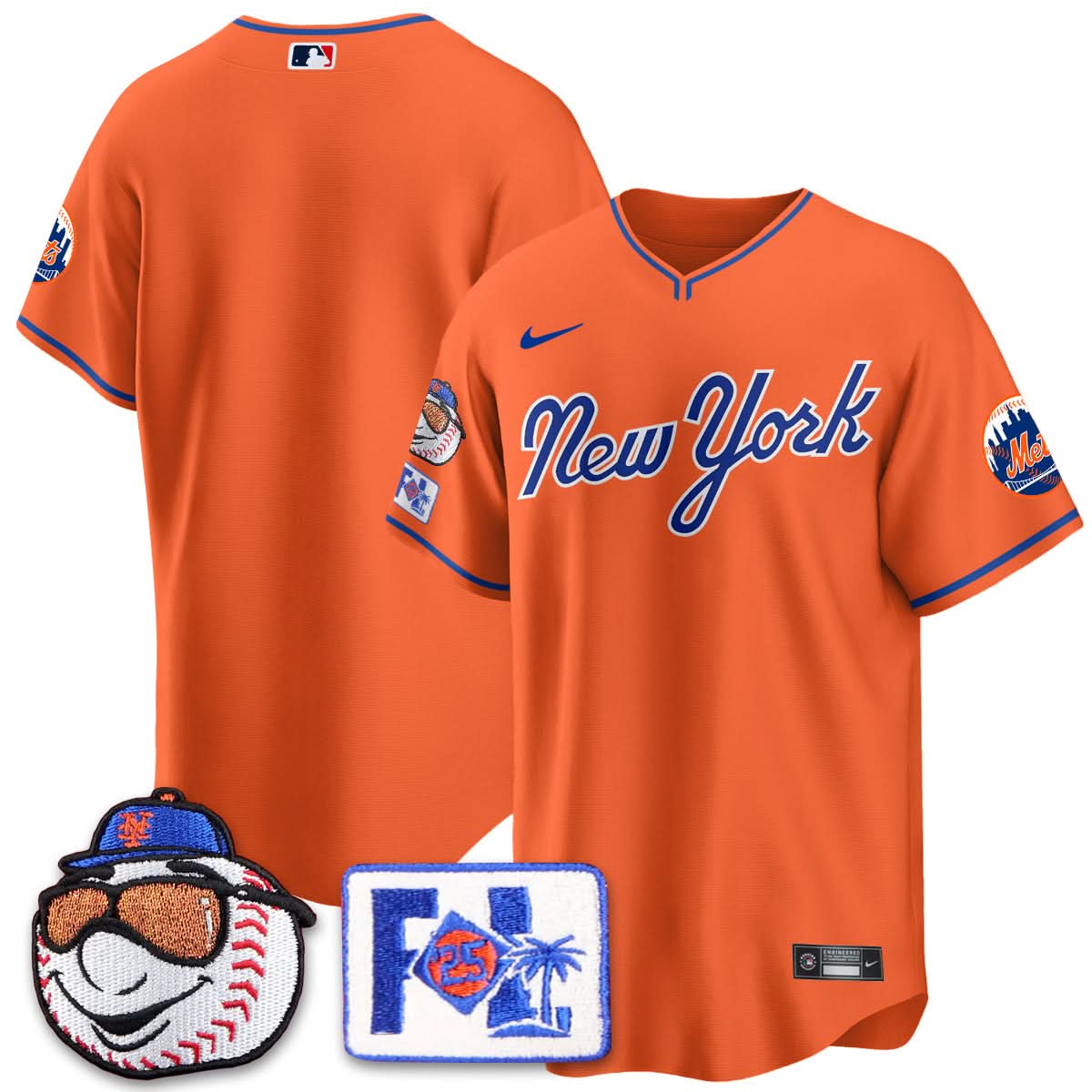 NYM Blue Road 2025 Spring Training Jersey - Stitched