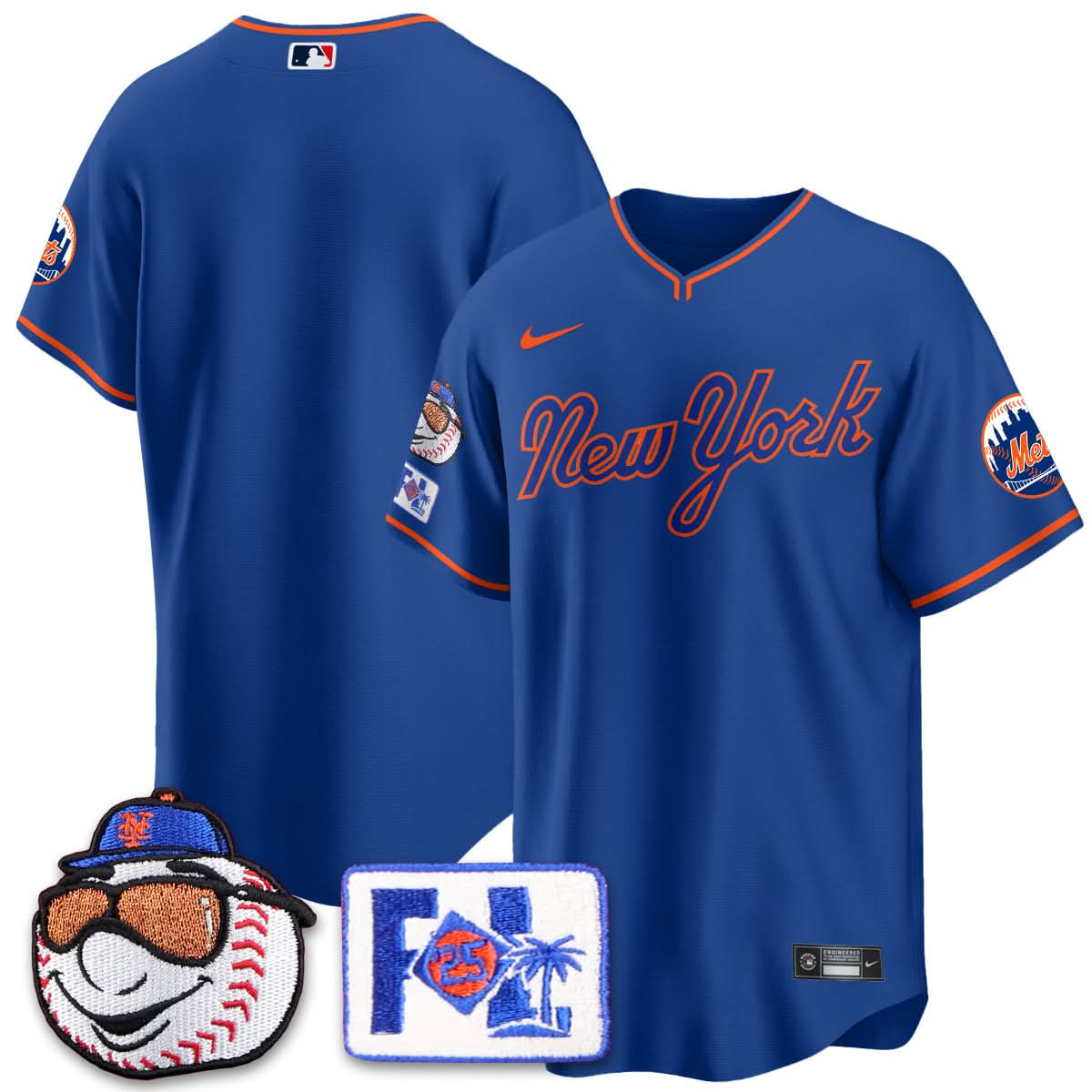 NYM Blue Road 2025 Spring Training Jersey - Stitched